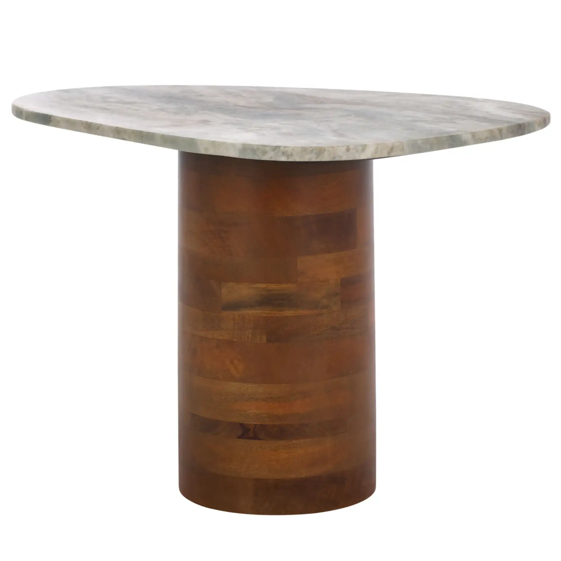 Mono Medium Marble Side Table in Off-White Marble / Walnut, detail view