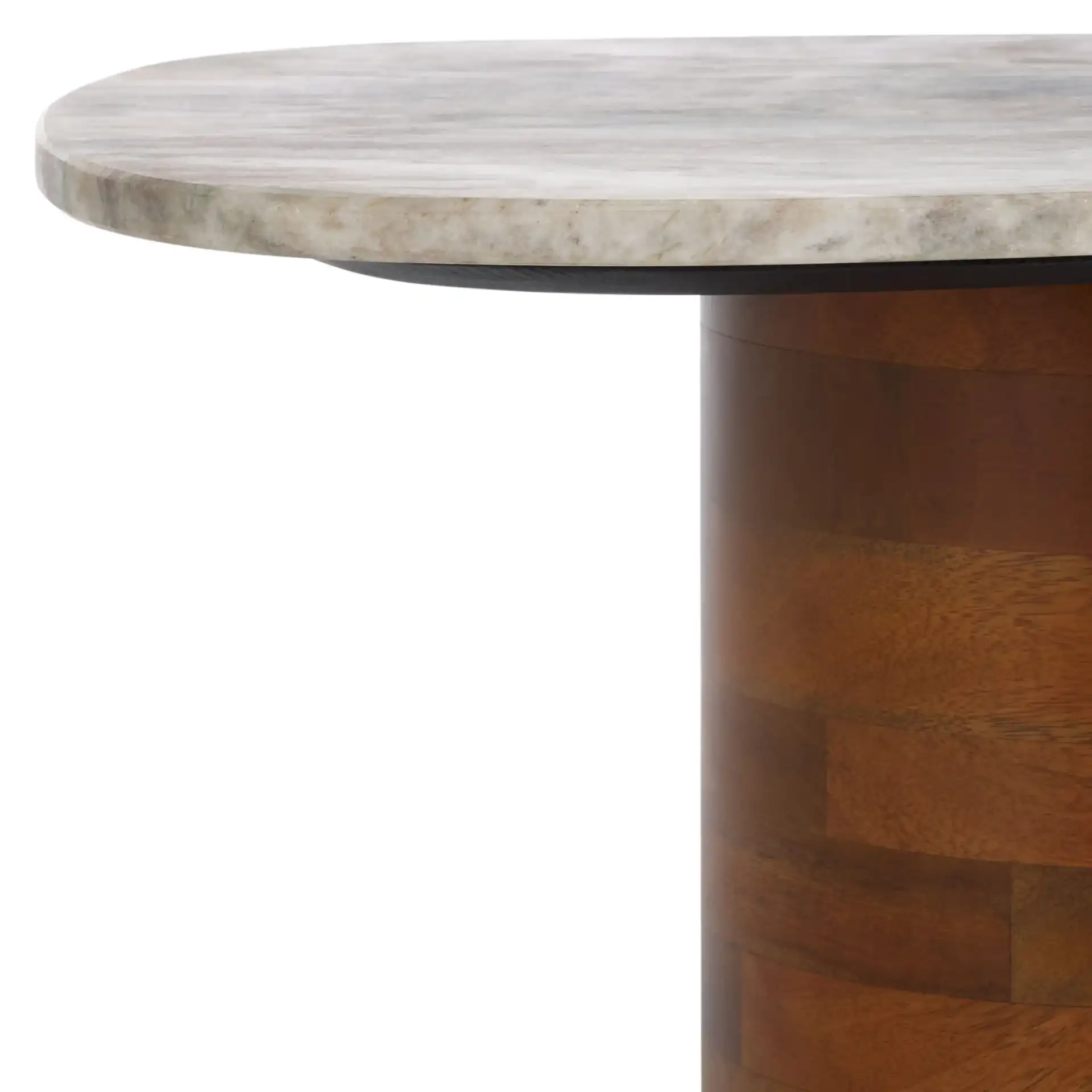 Mono Medium Marble Side Table in Off-White Marble / Walnut in a styled room