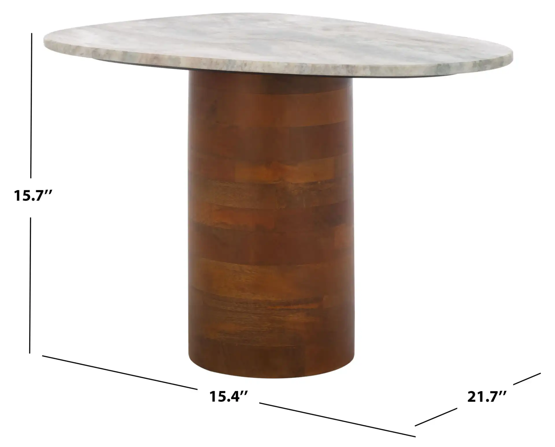 Mono Medium Marble Side Table in Off-White Marble / Walnut, detail view