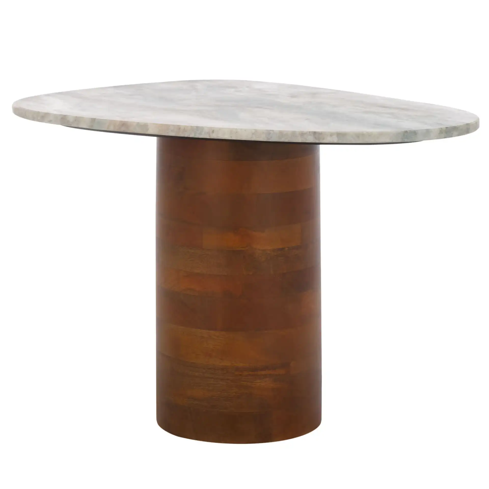 Mono Medium Marble Side Table in Off-White Marble / Walnut, detail view