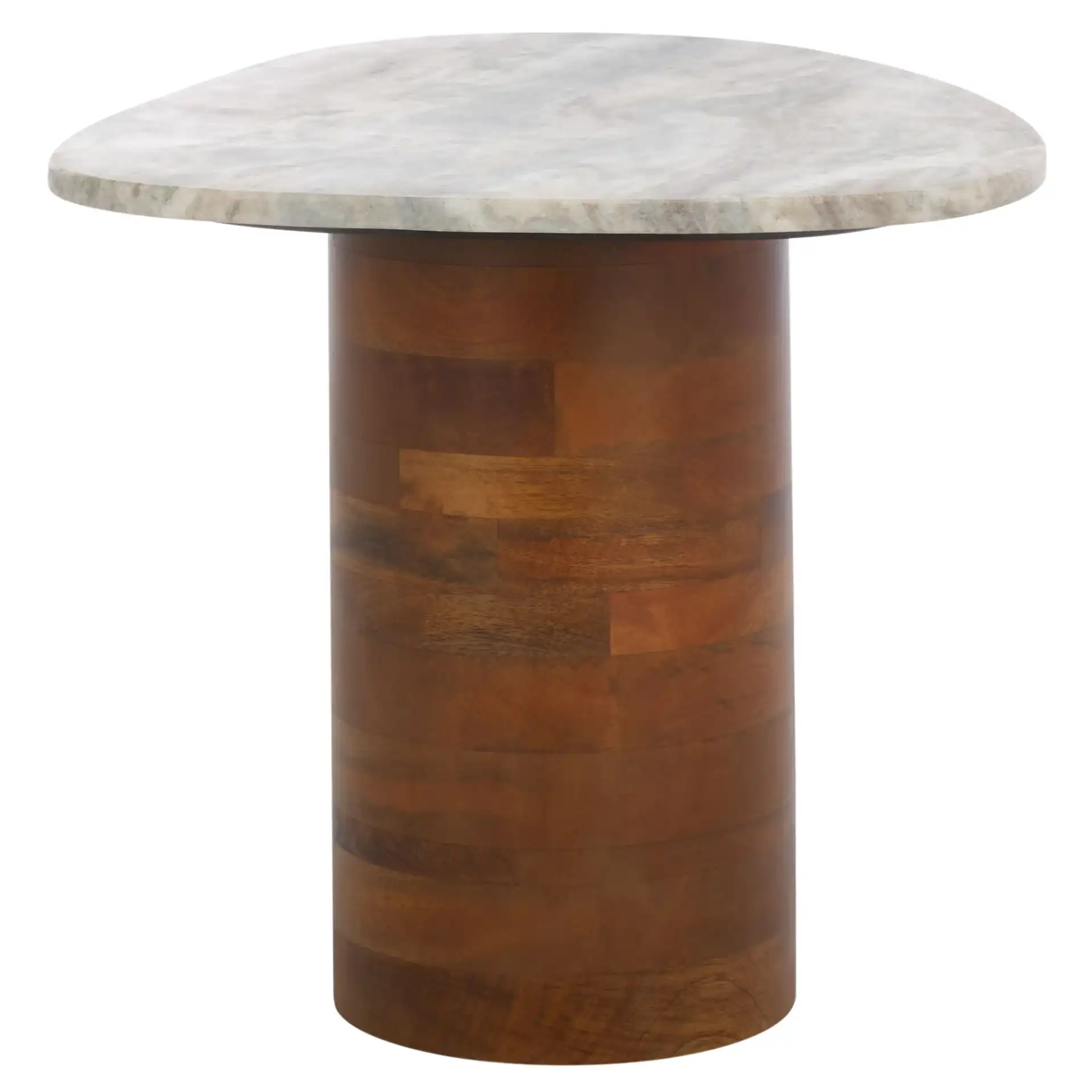 Mono Medium Marble Side Table in Off-White Marble / Walnut, detail view