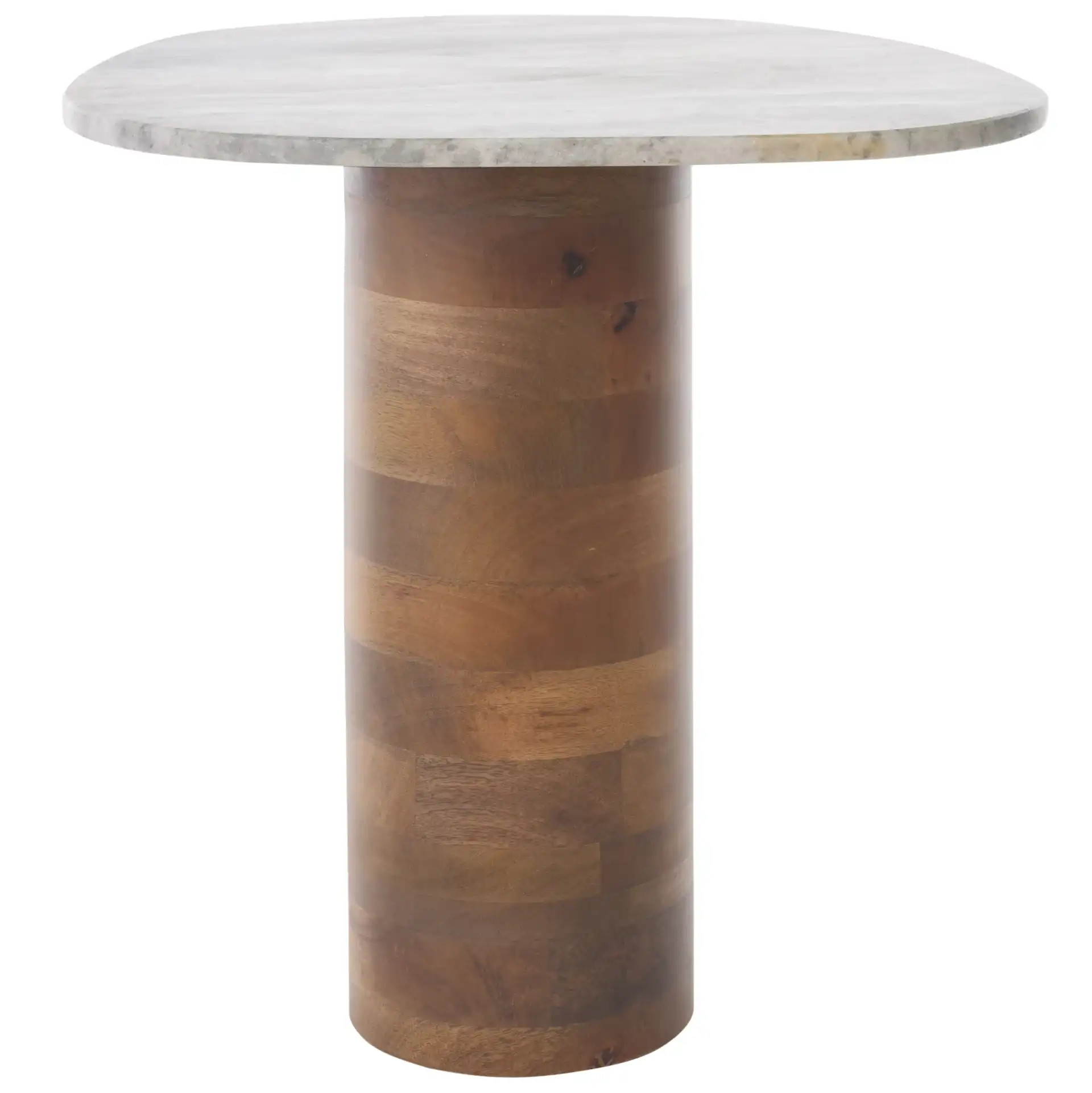 Mono Small Marble Side Table in Off-White Marble / Walnut, detail view