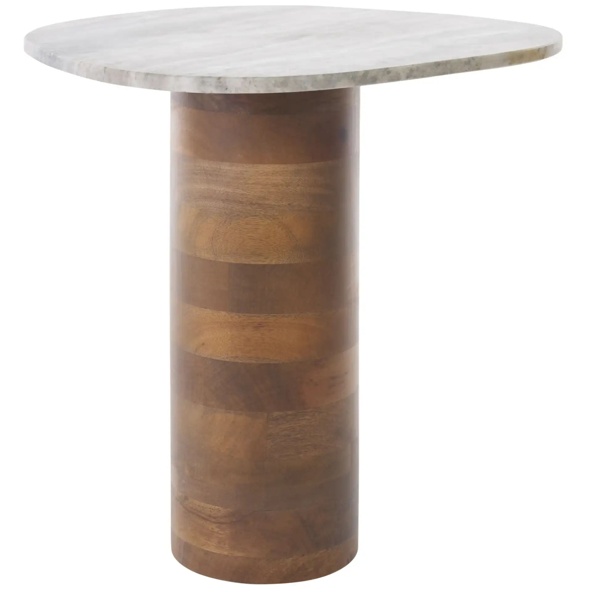 Mono Small Marble Side Table in Off-White Marble / Walnut, detail view