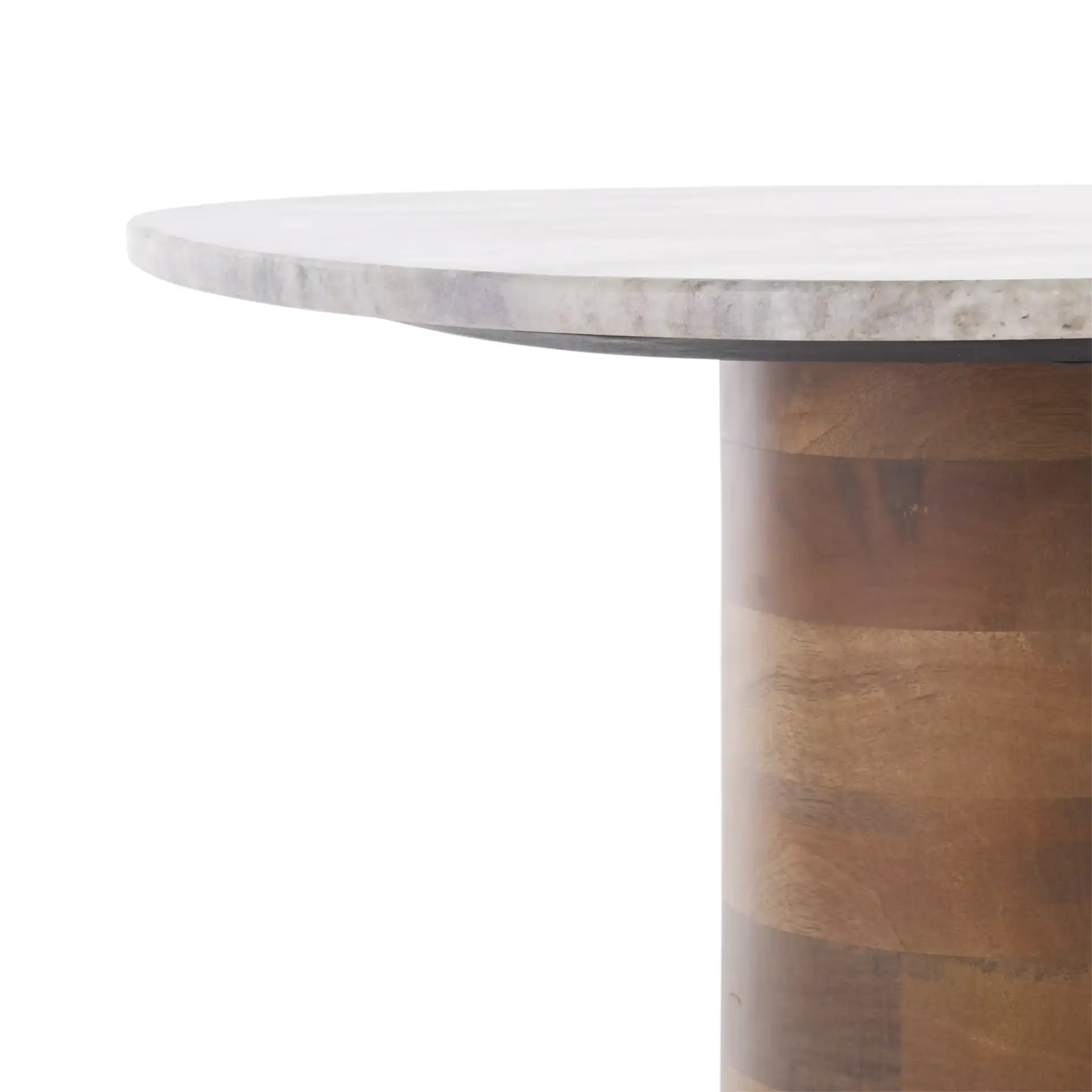 Mono Small Marble Side Table in Off-White Marble / Walnut in a styled room