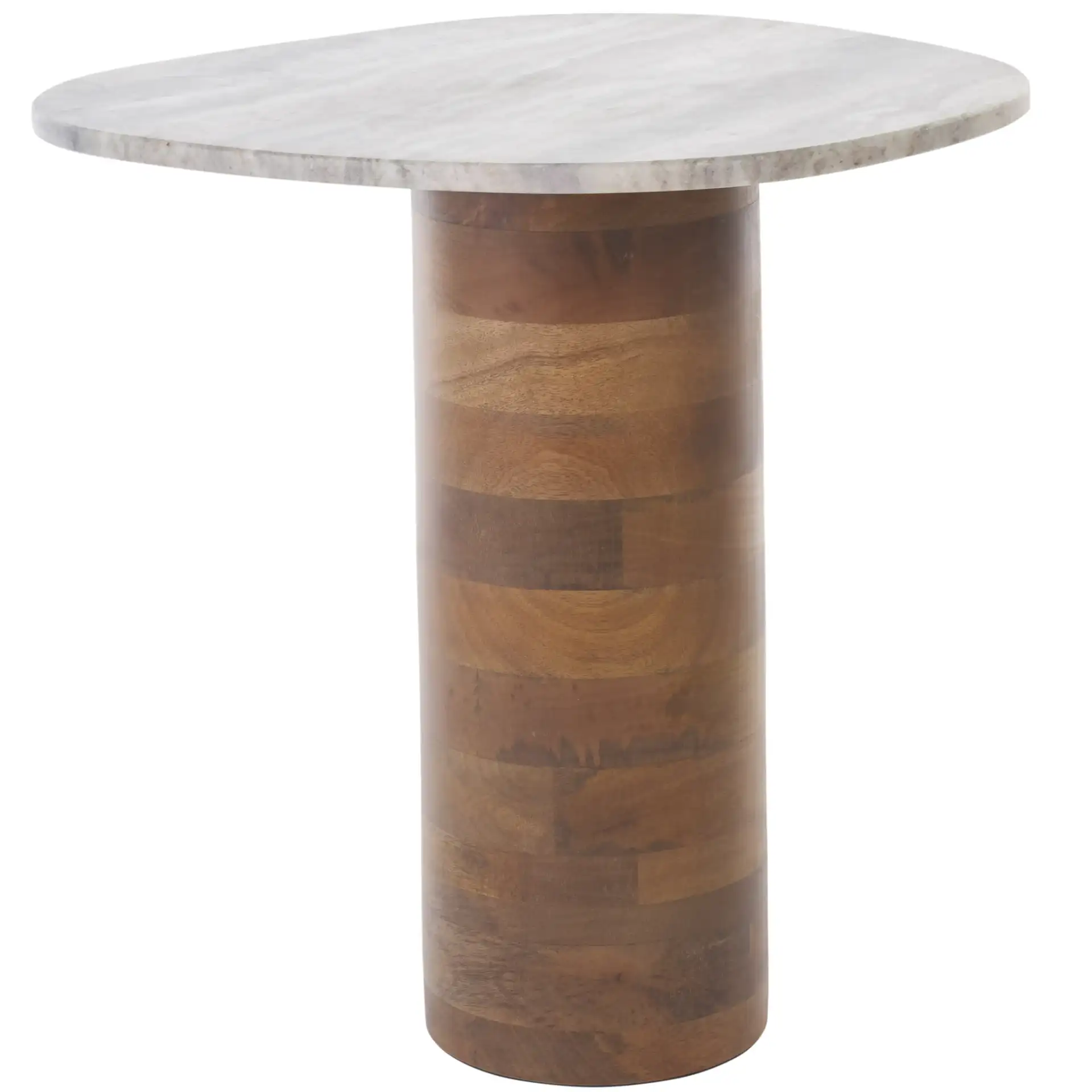 Mono Small Marble Side Table in Off-White Marble / Walnut, detail view