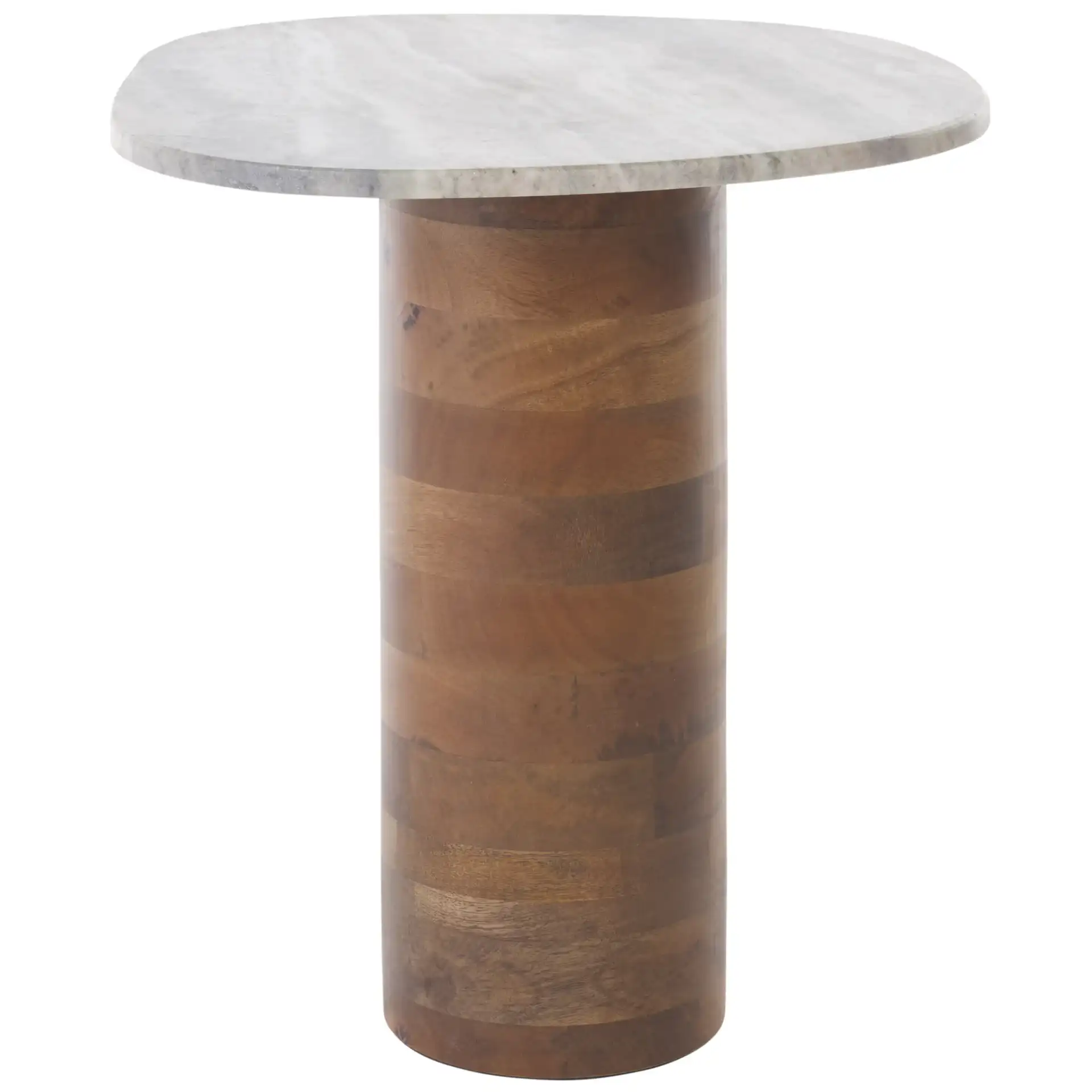 Mono Small Marble Side Table in Off-White Marble / Walnut, detail view