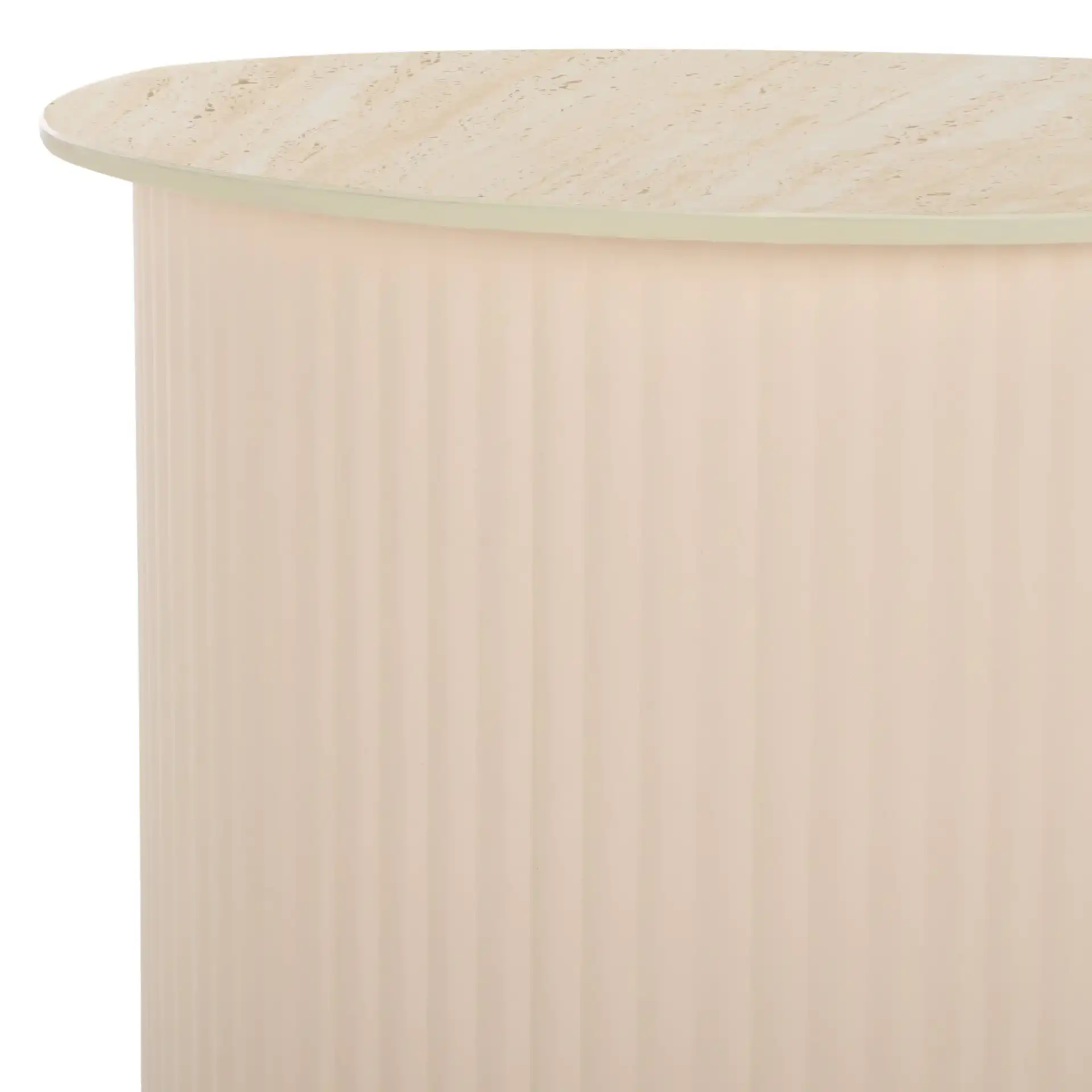 Mtp Small Ceramic Side Table in Beige Ceramic / Beige in a styled room