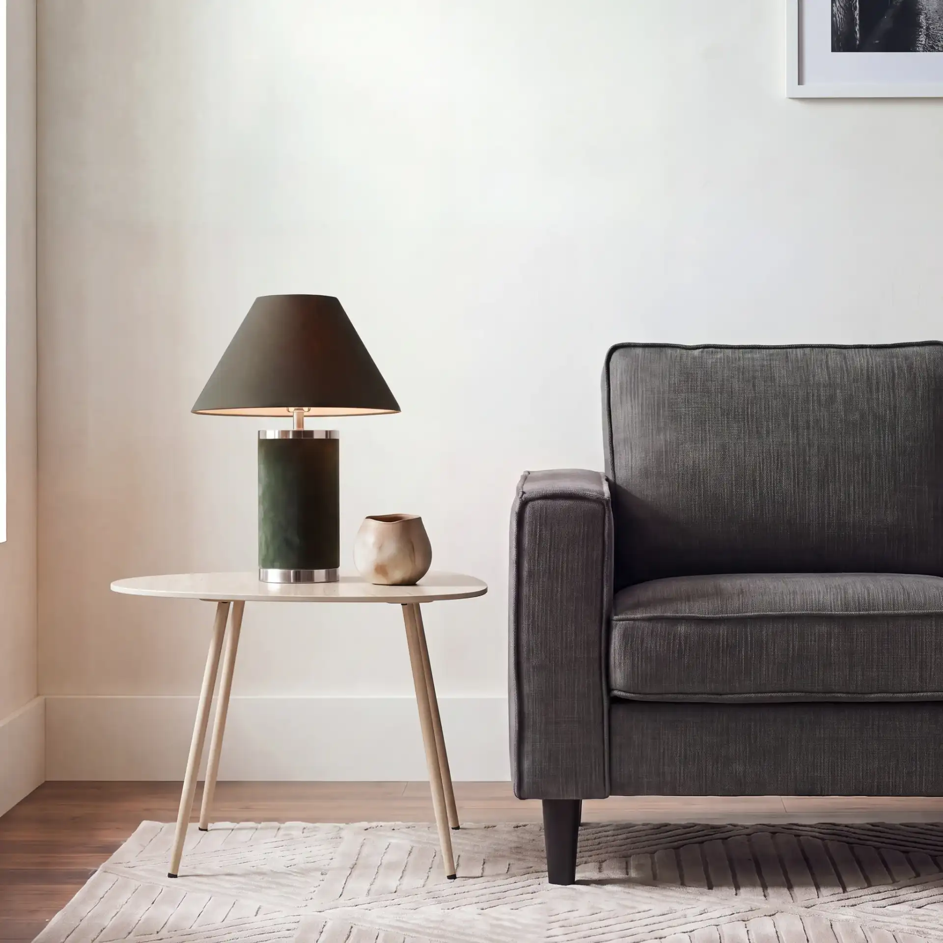 Mint Medium Ceramic Side Table in Beige Ceramic / Beige in a styled room