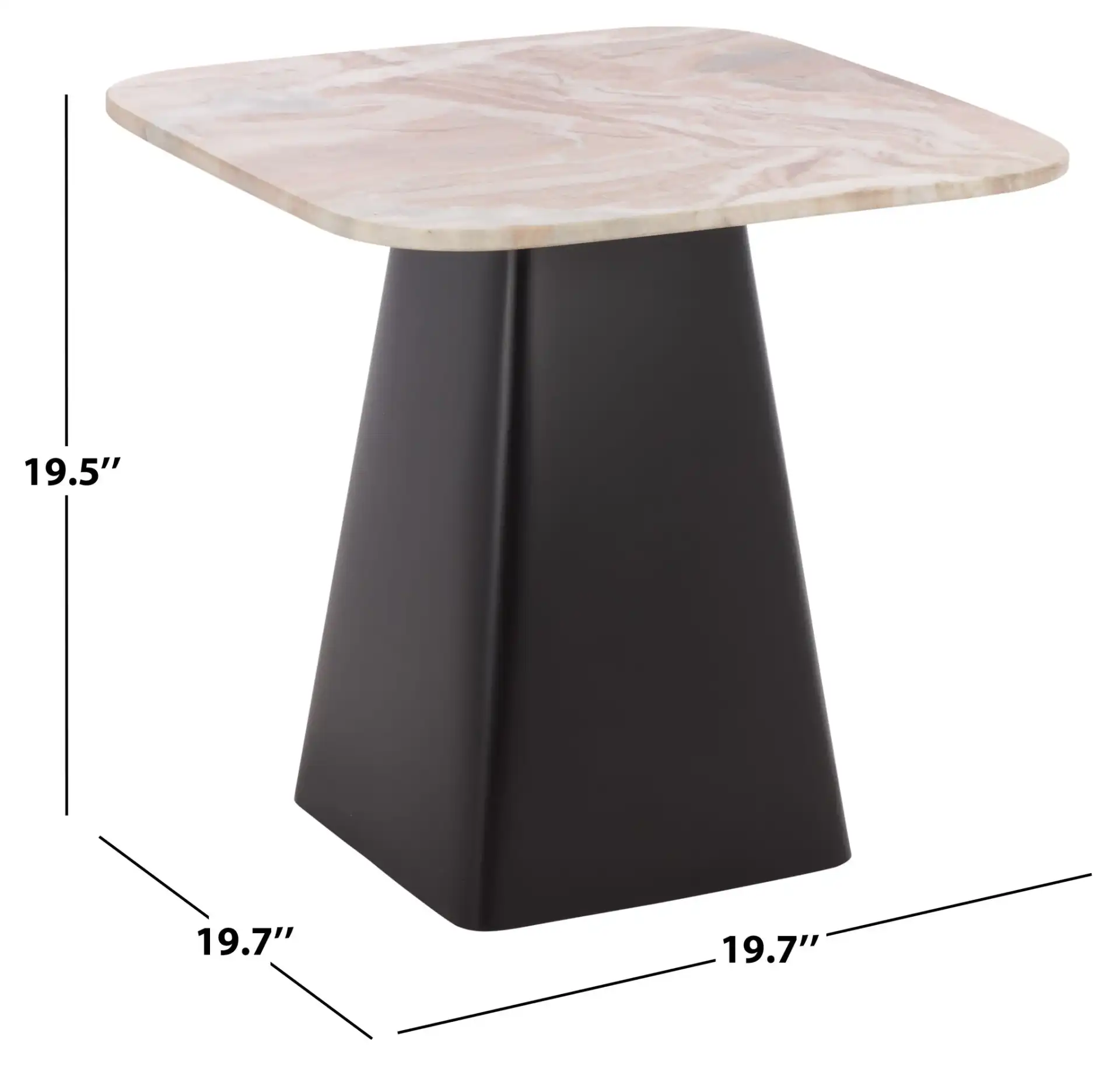Tecia Marble Side Table in Brown / White / Black, detail view