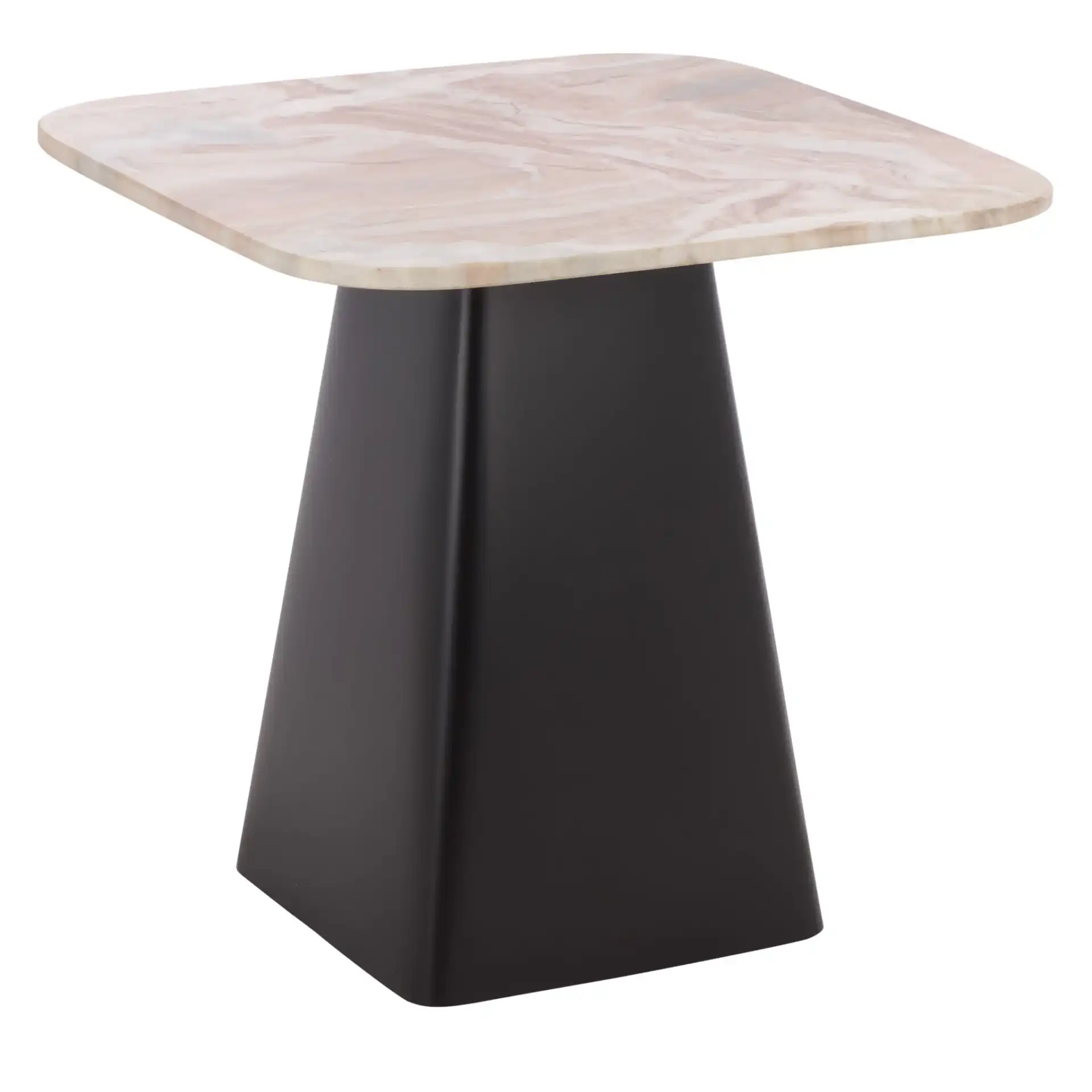 Tecia Marble Side Table in Brown / White / Black, detail view