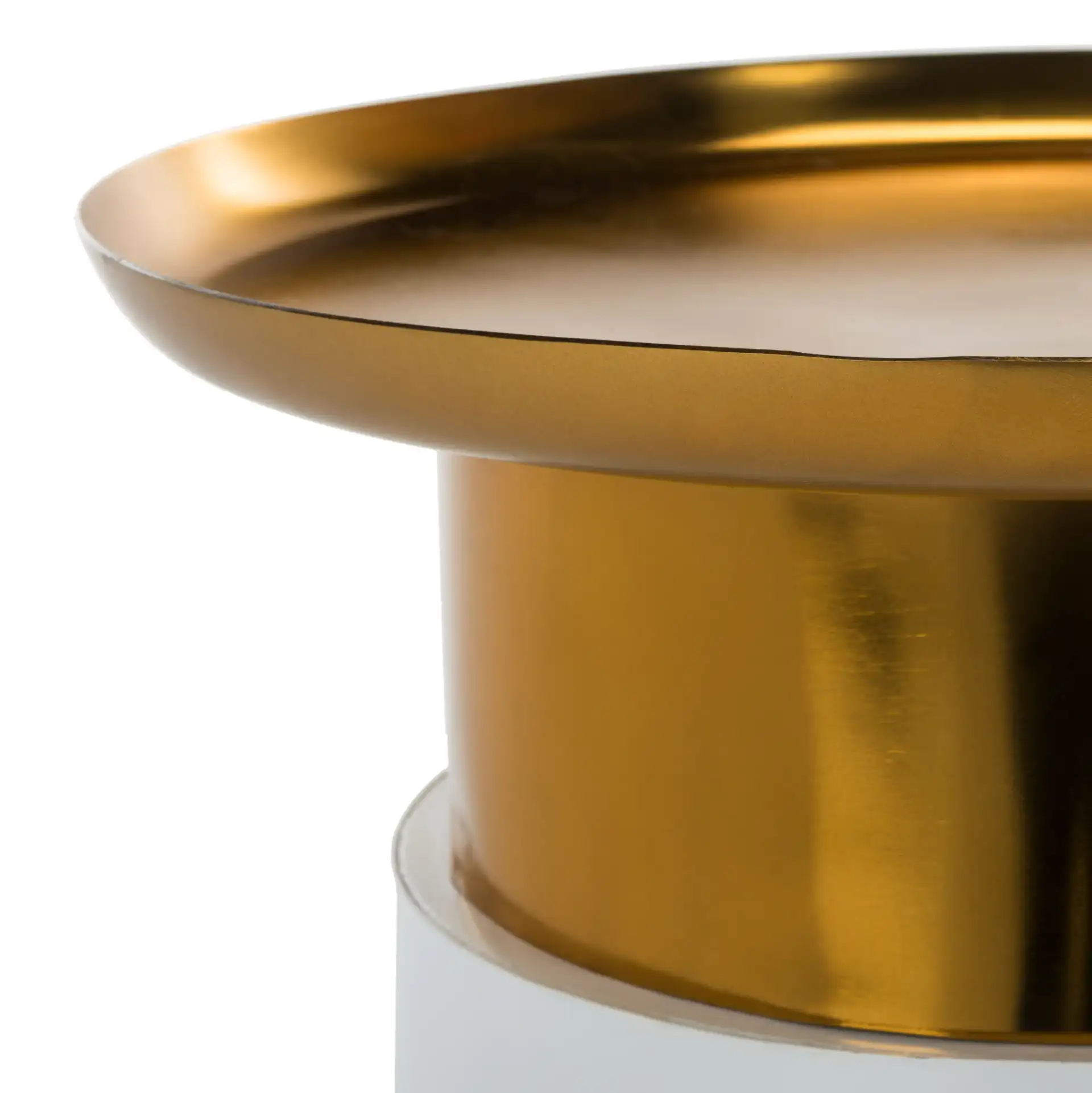 Zenith Tray Top Side Table in Gold / White in a styled room