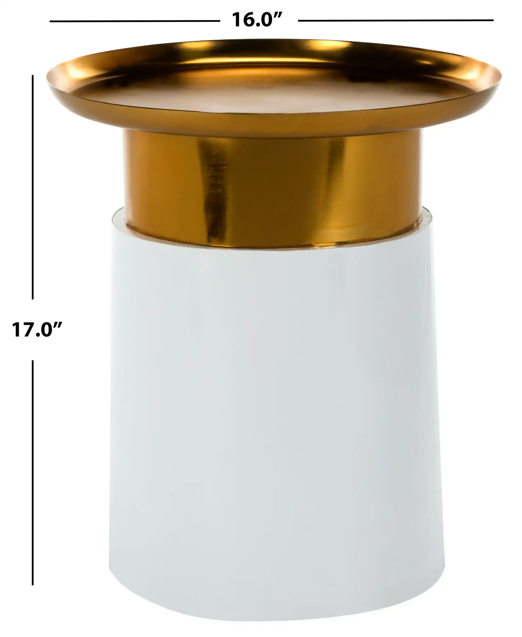 Zenith Tray Top Side Table in Gold / White, detail view