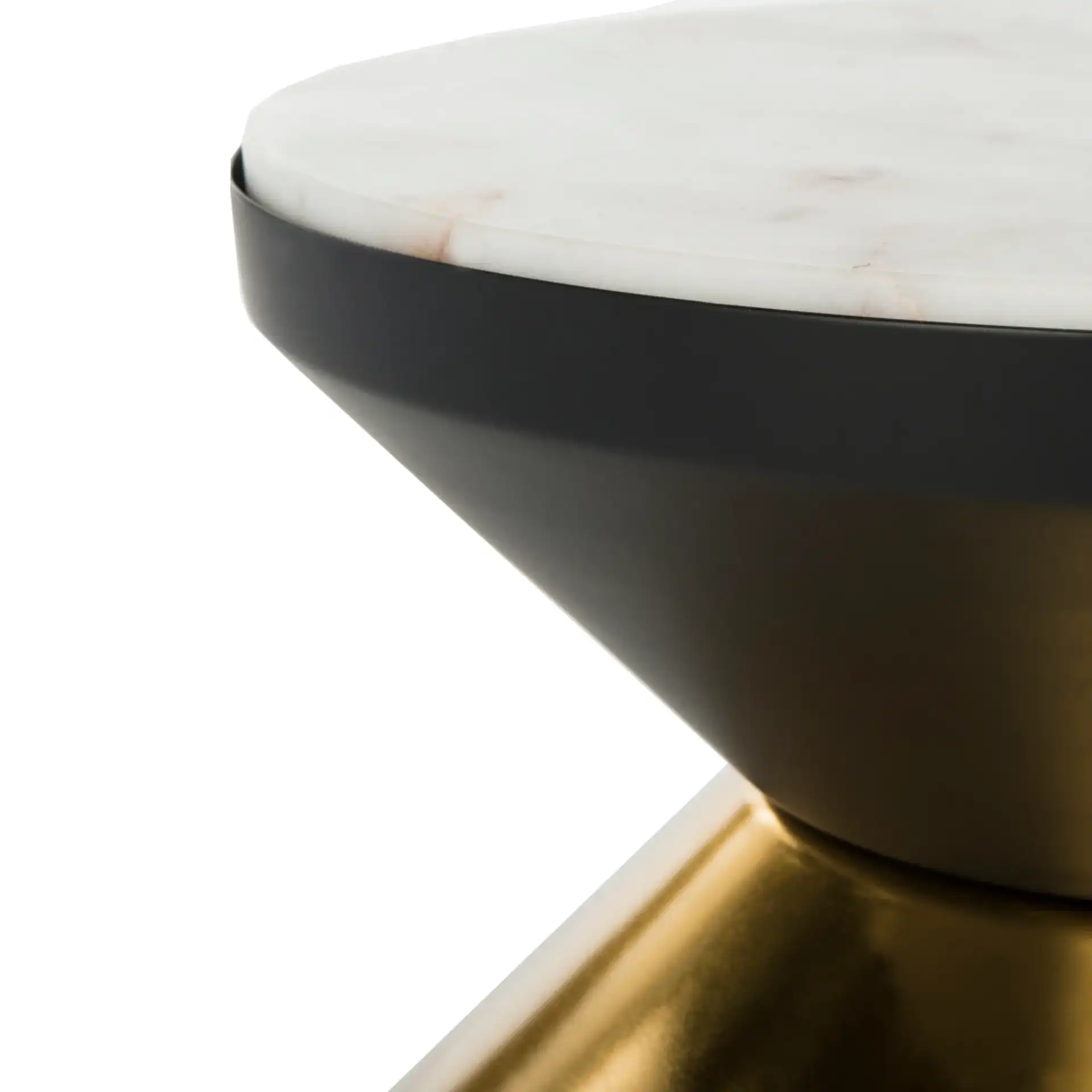 Azizi Stone Top Side Table in Black / Gold / White in a styled room