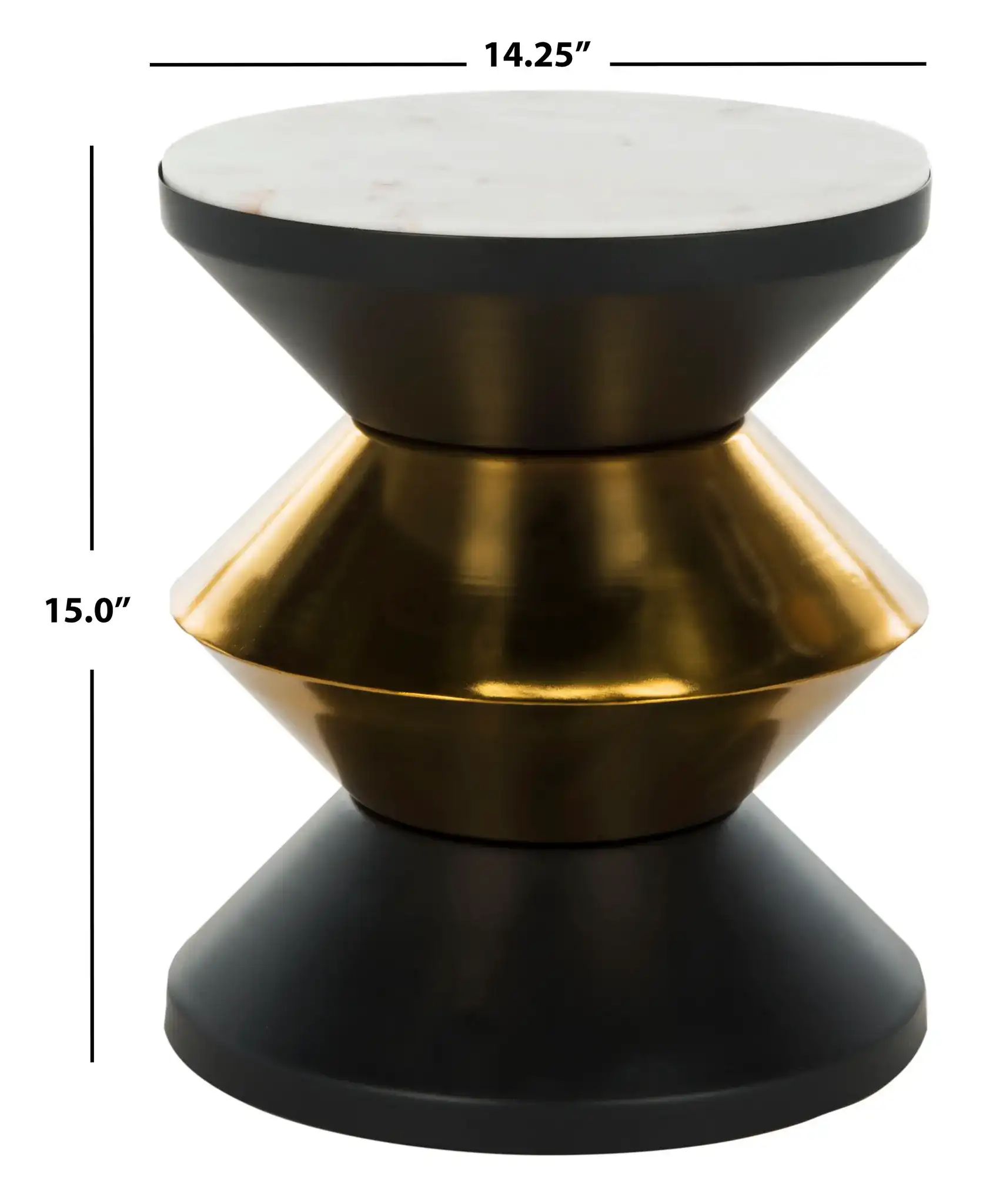 Azizi Stone Top Side Table in Black / Gold / White, detail view