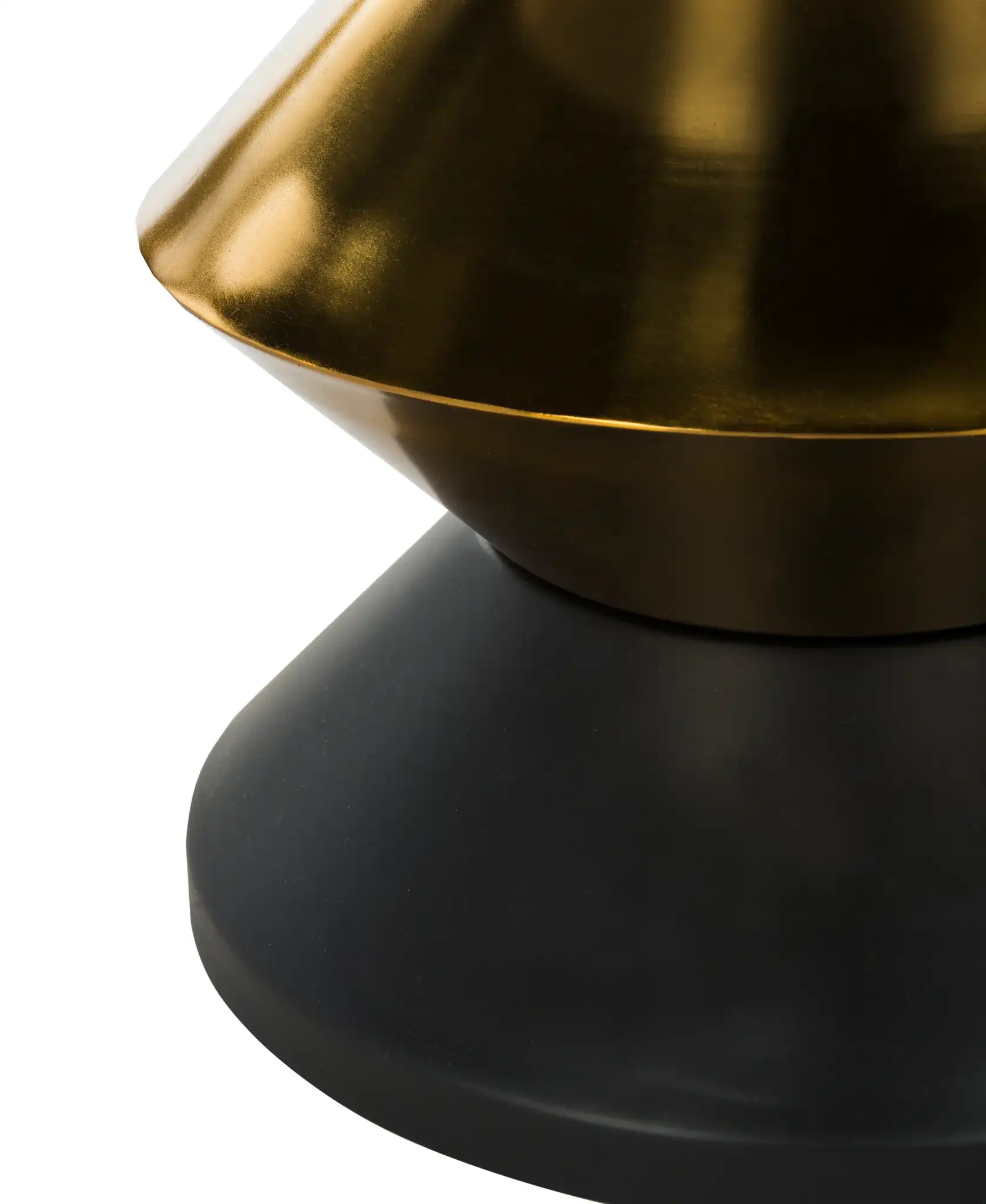 Azizi Stone Top Side Table in Black / Gold / White, detail view