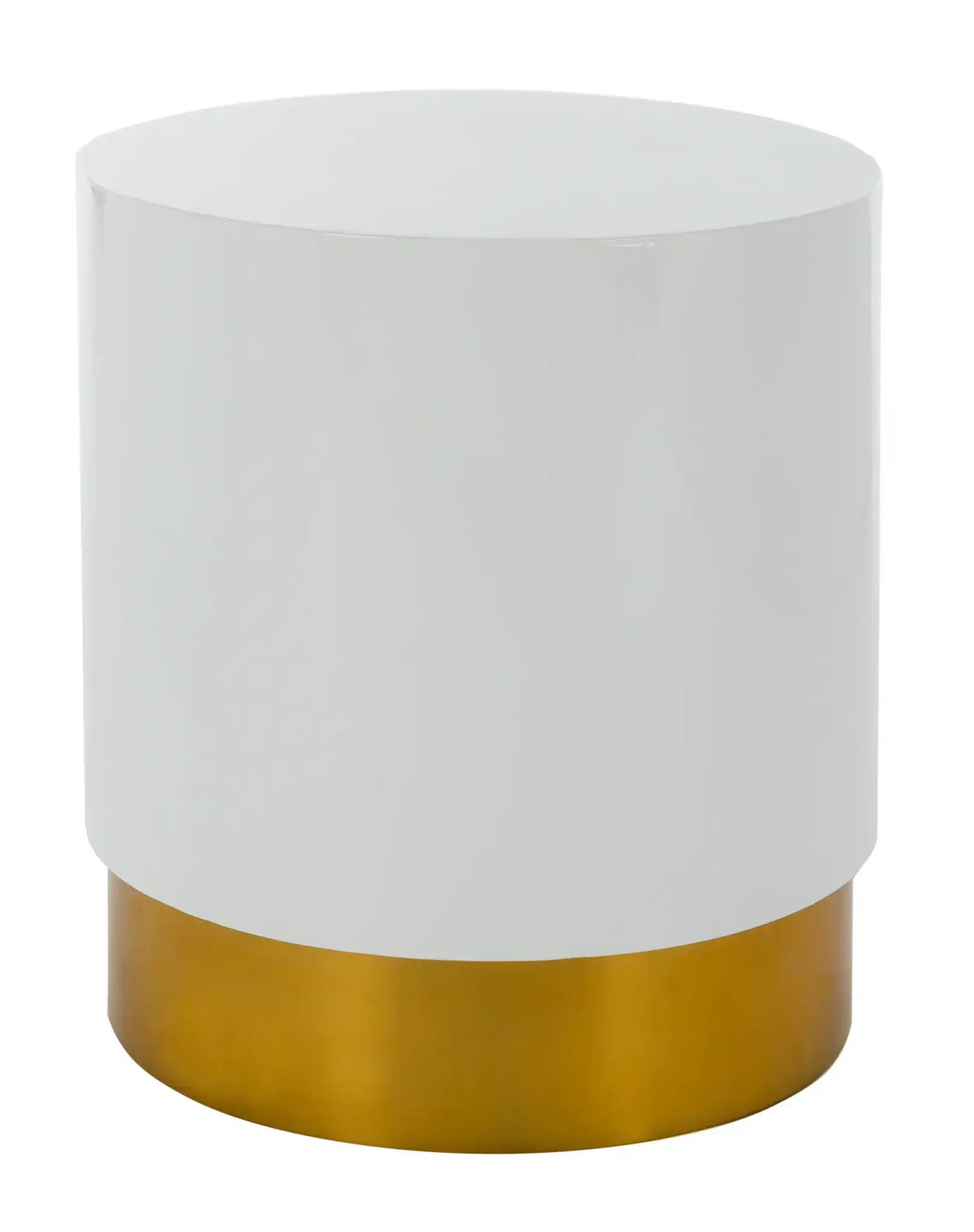 Angelo Round Side Table in White / Gold