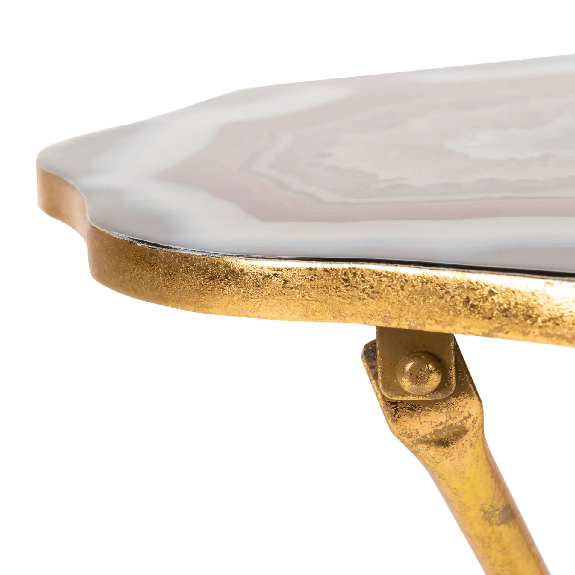 Celeste Faux Agate Side Table in Multi Blue / Gold in a styled room