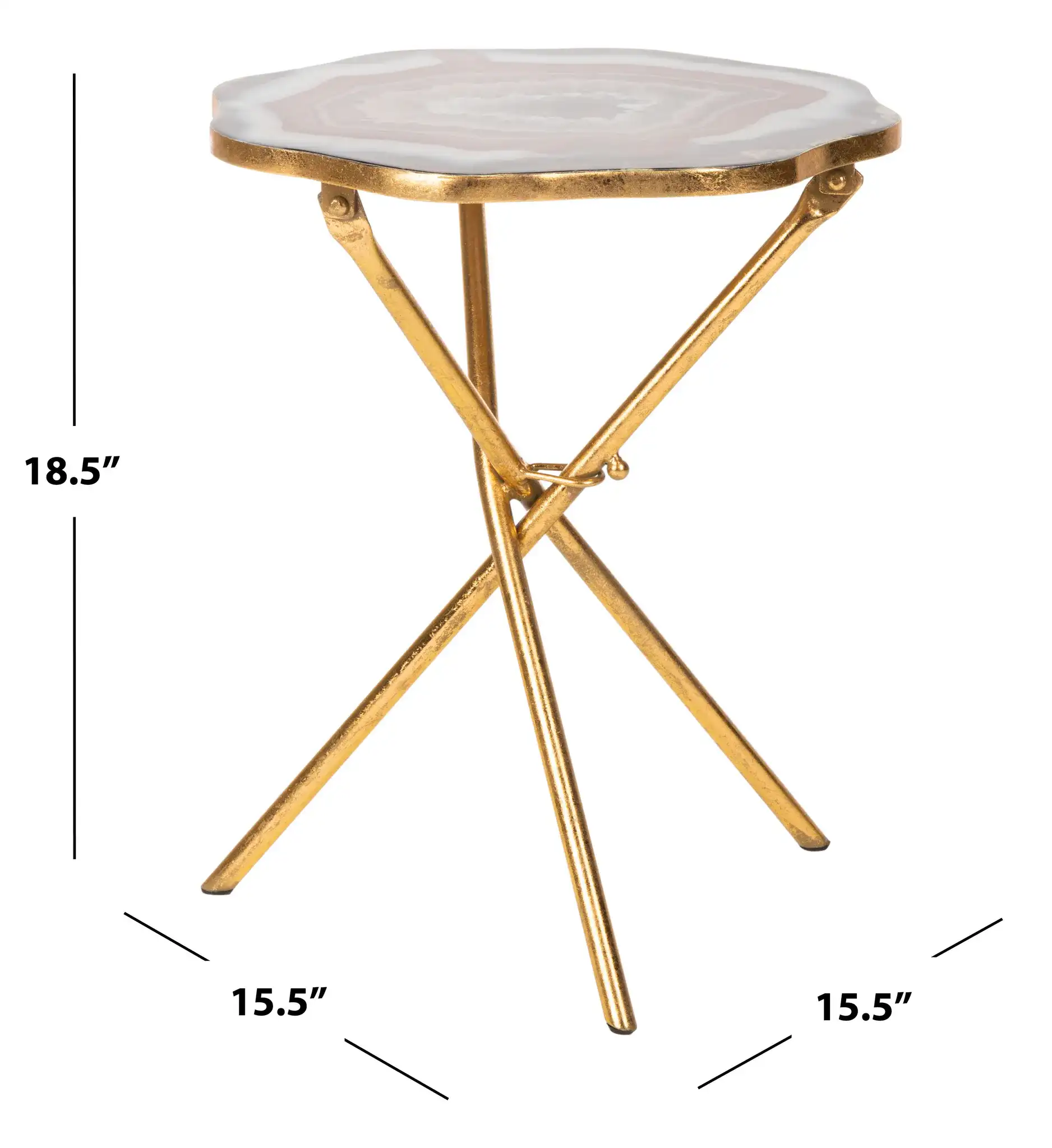 Celeste Faux Agate Side Table in Multi Blue / Gold, detail view