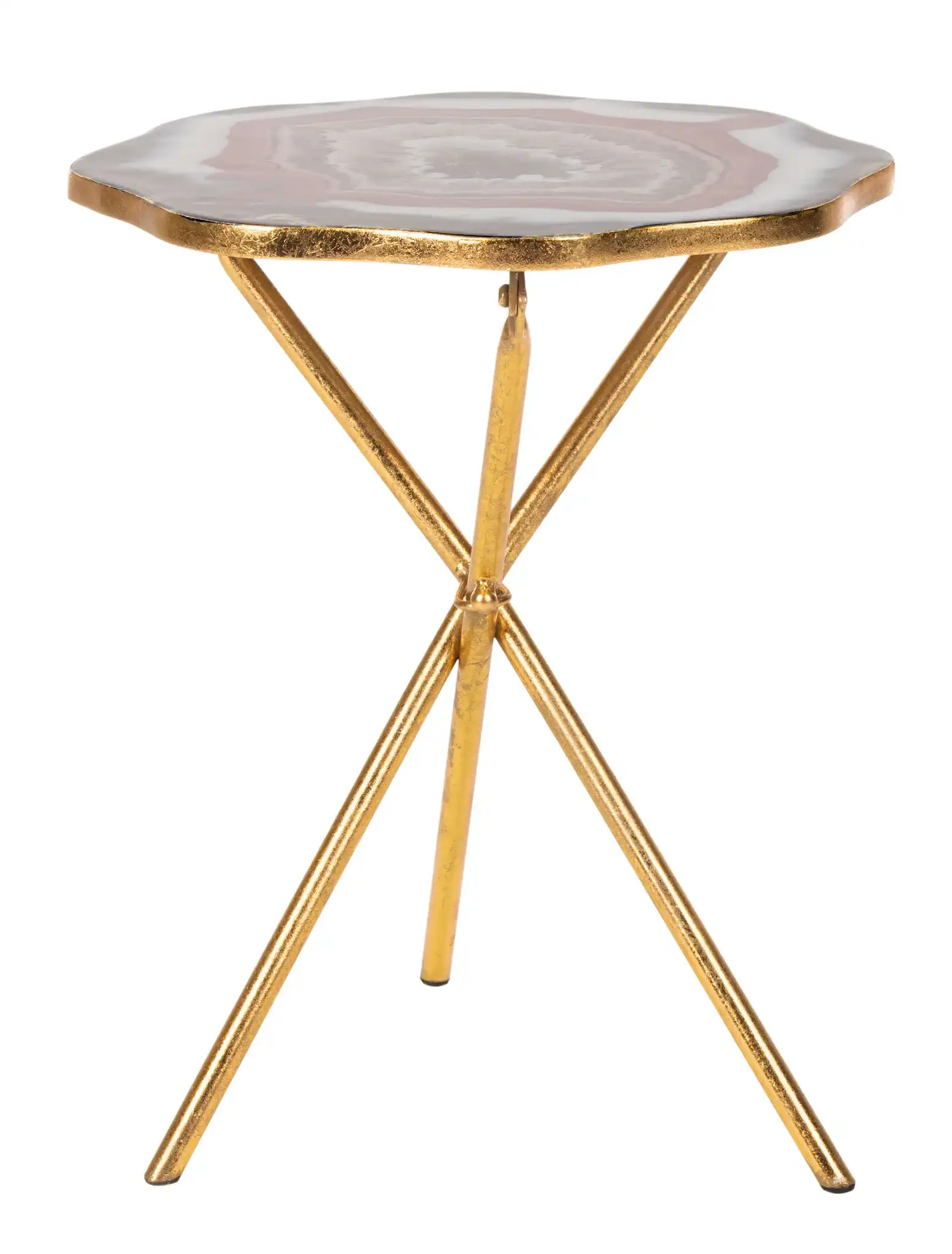 Celeste Faux Agate Side Table in Multi Blue / Gold