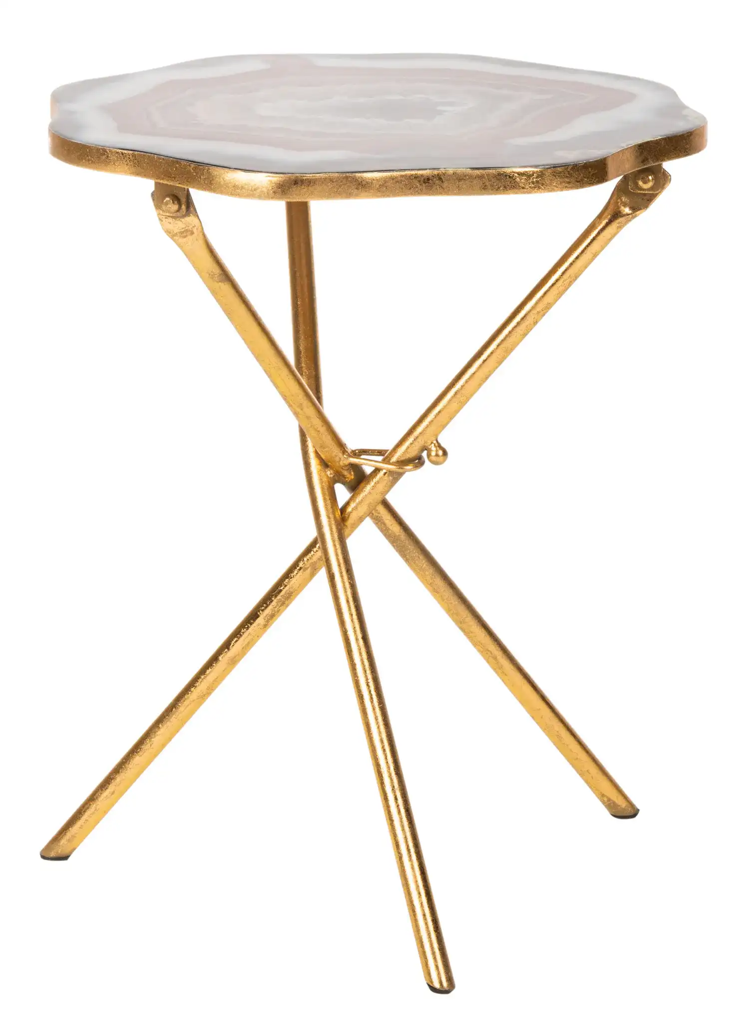 Celeste Faux Agate Side Table in Multi Blue / Gold, detail view