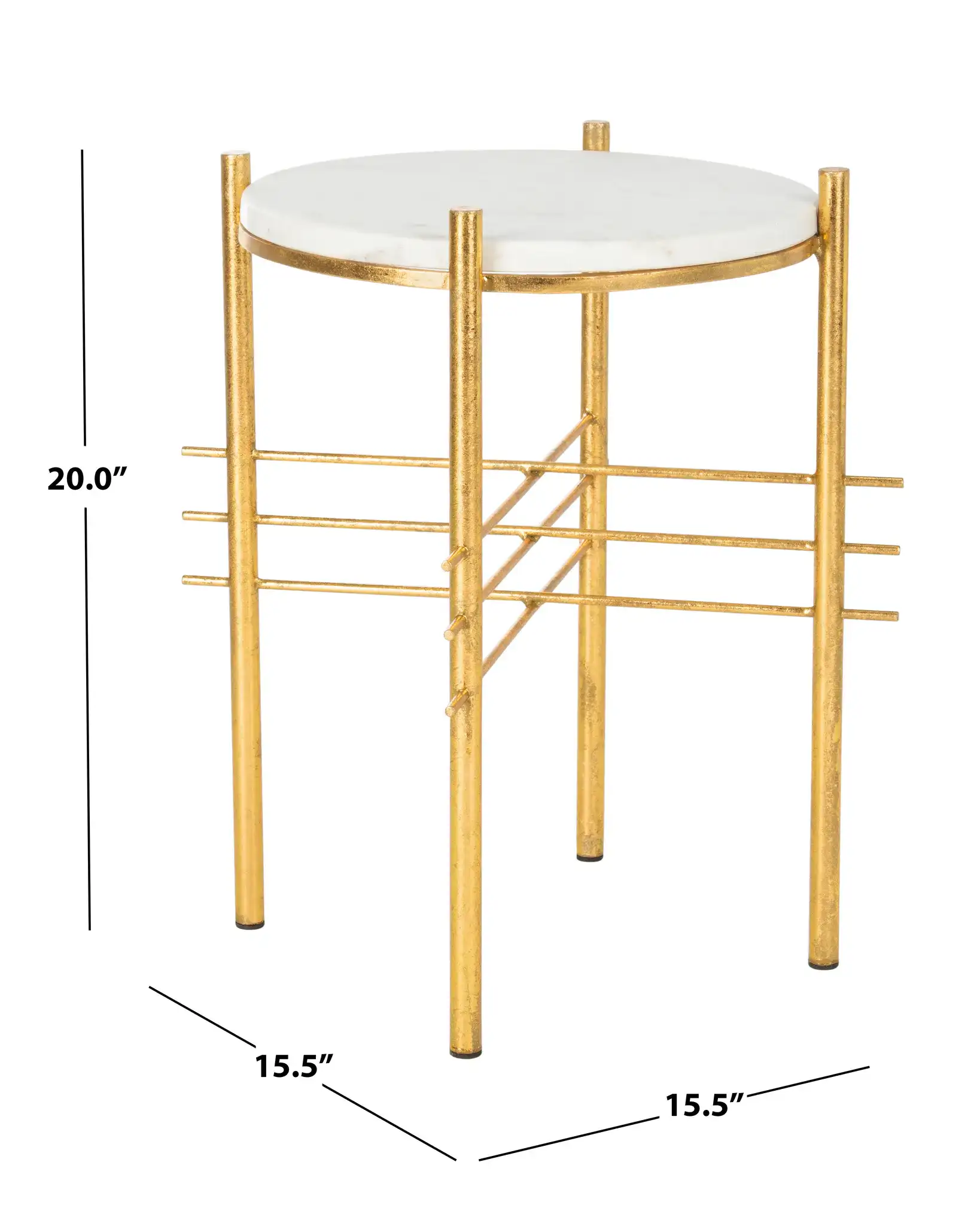 Jenesis Round Accent Table in White Marble / Gold, detail view