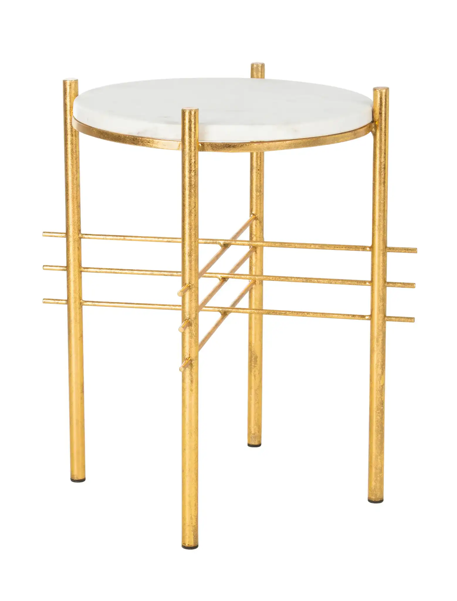 Jenesis Round Accent Table in White Marble / Gold, detail view