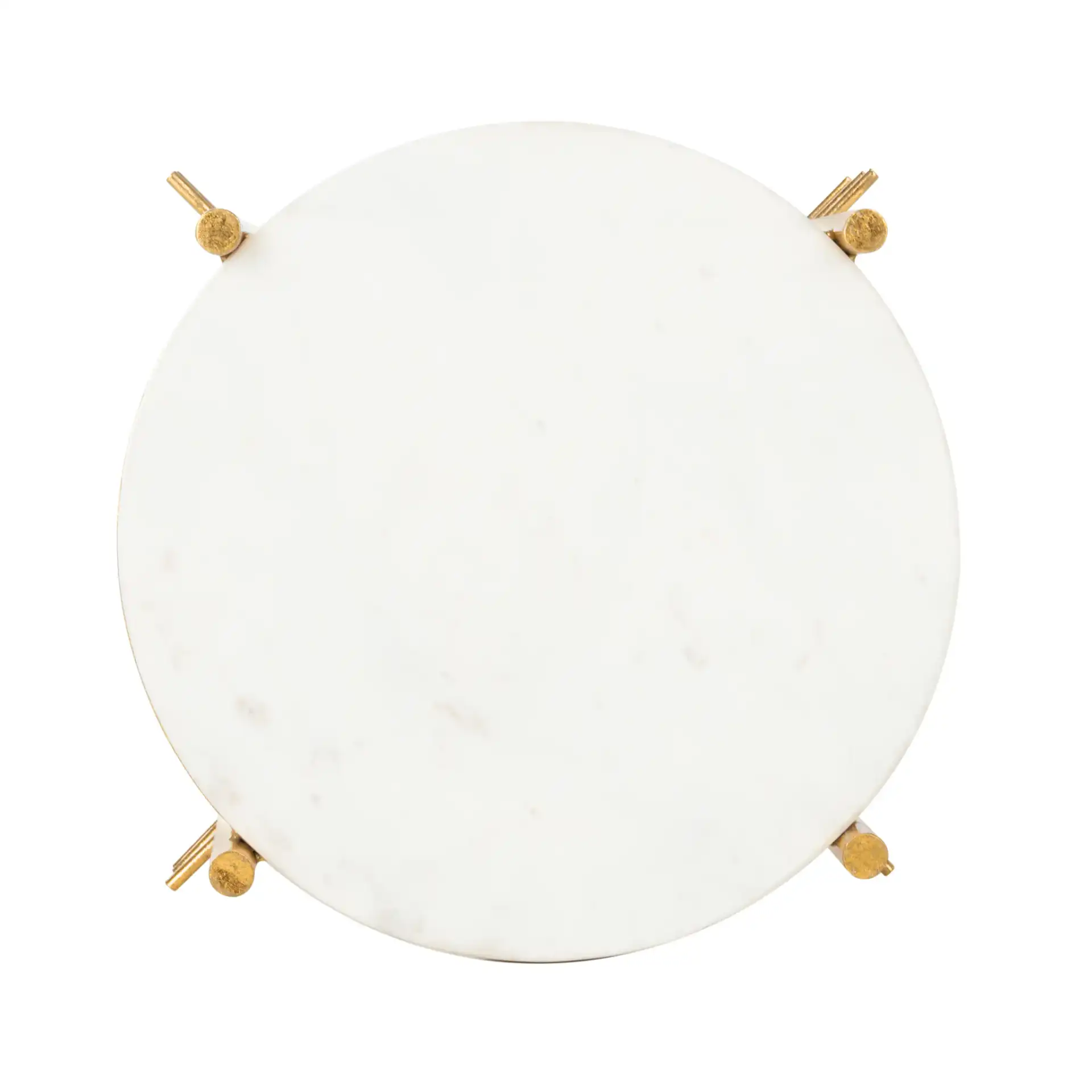 Jenesis Round Accent Table in White Marble / Gold, detail view