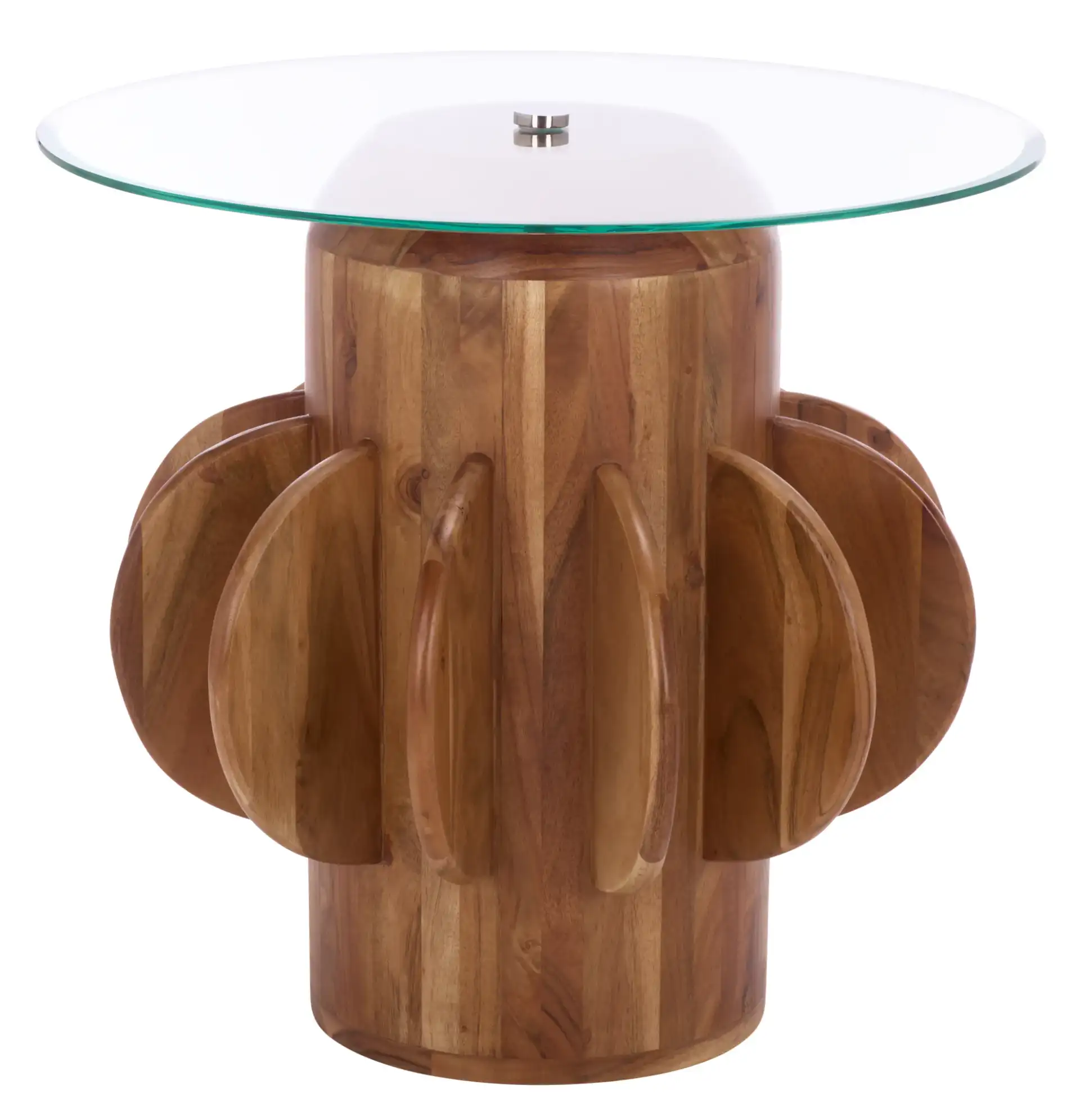 Marata Glass Side Table in Glass / Walnut
