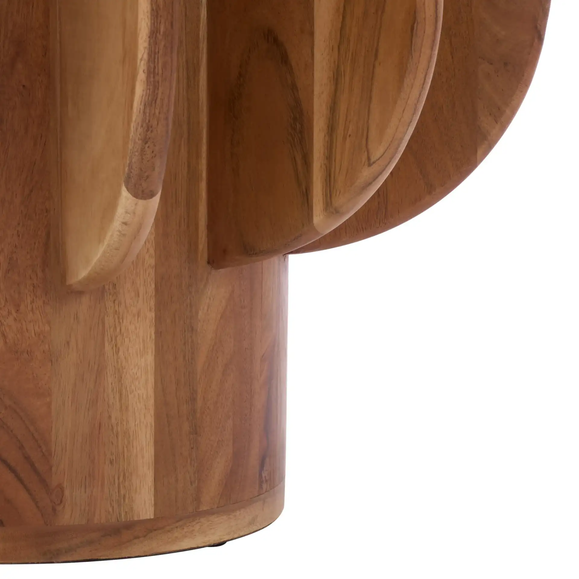 Marata Glass Side Table in Glass / Walnut, detail view