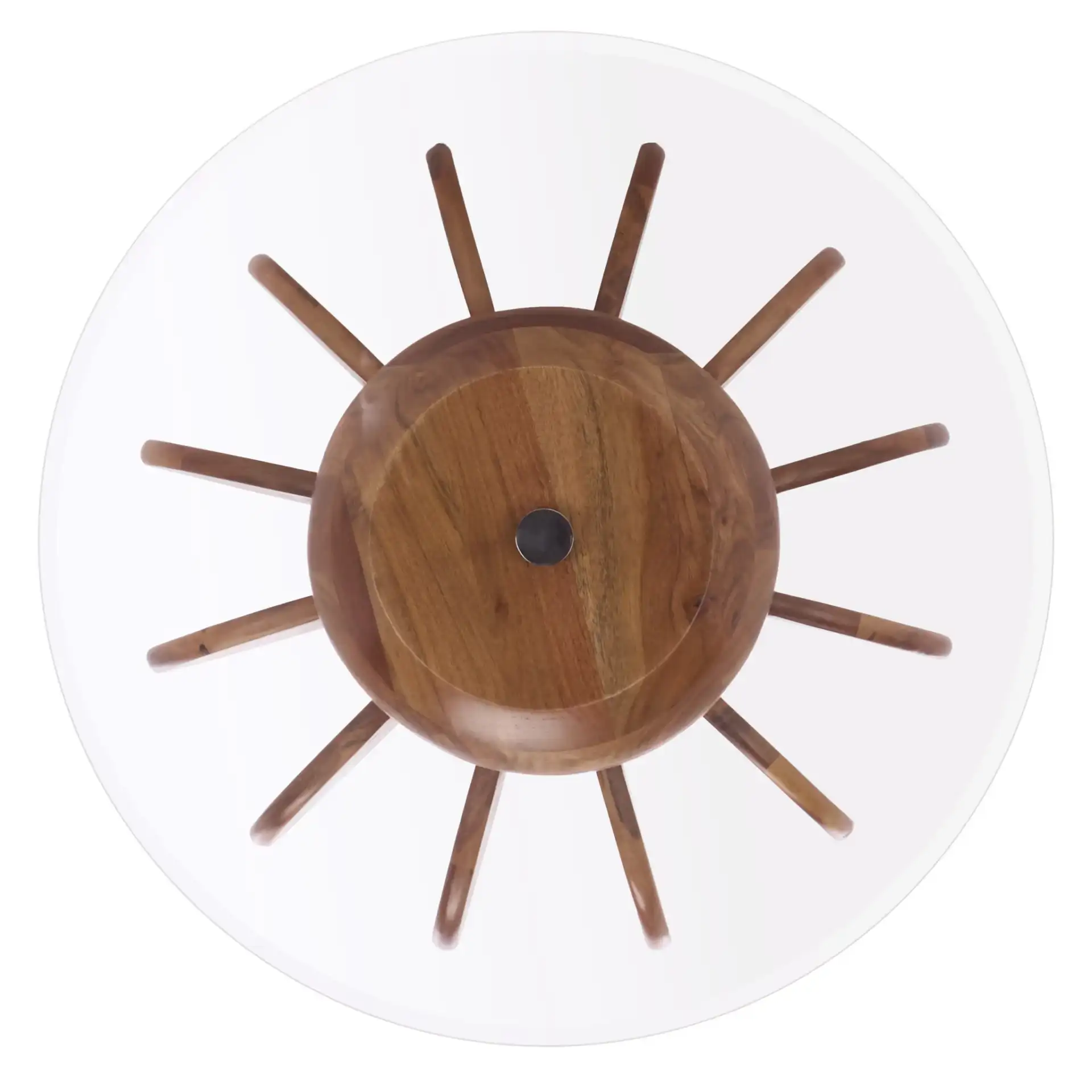 Marata Glass Side Table in Glass / Walnut, detail view