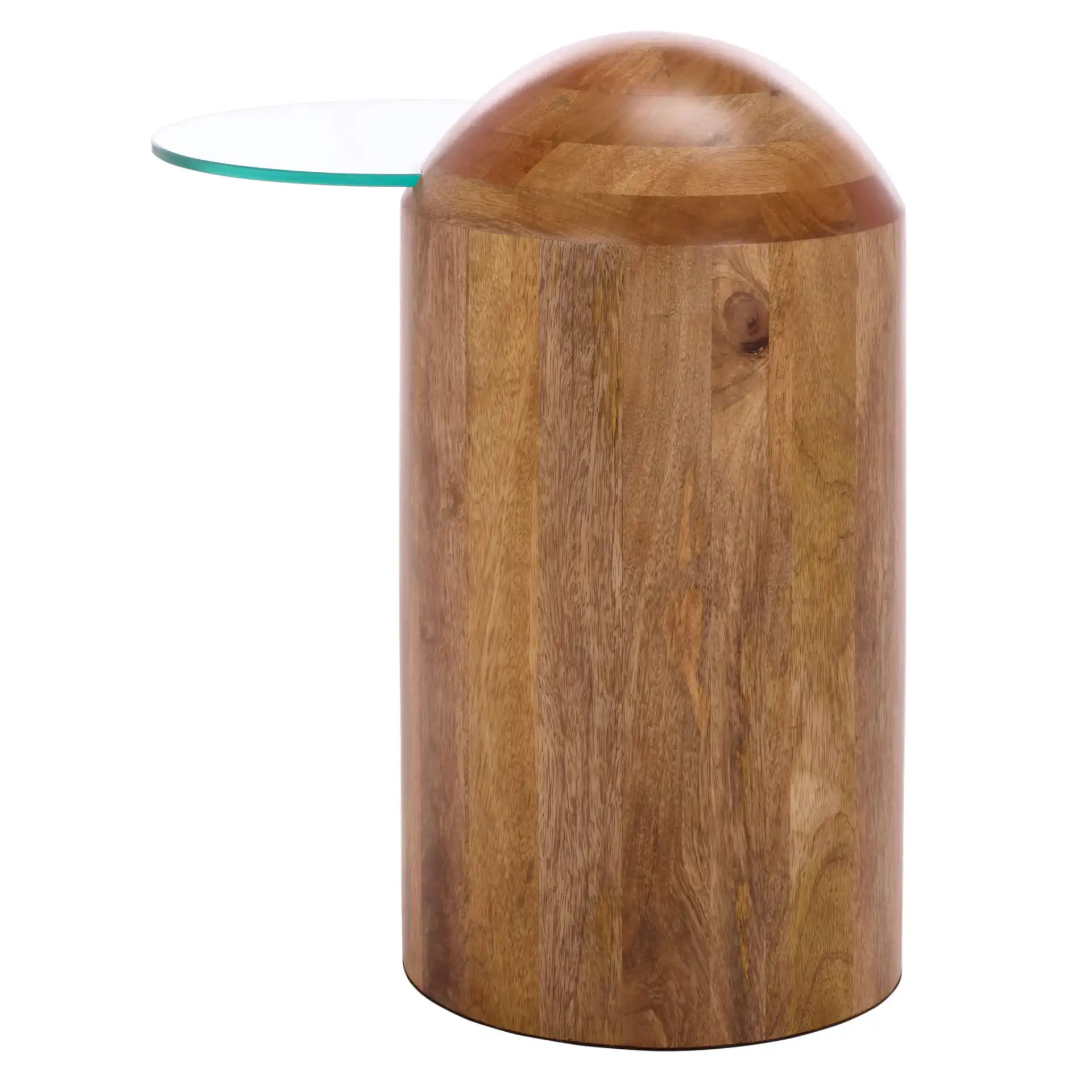 Cuban Accent Table in Glass / Walnut, detail view