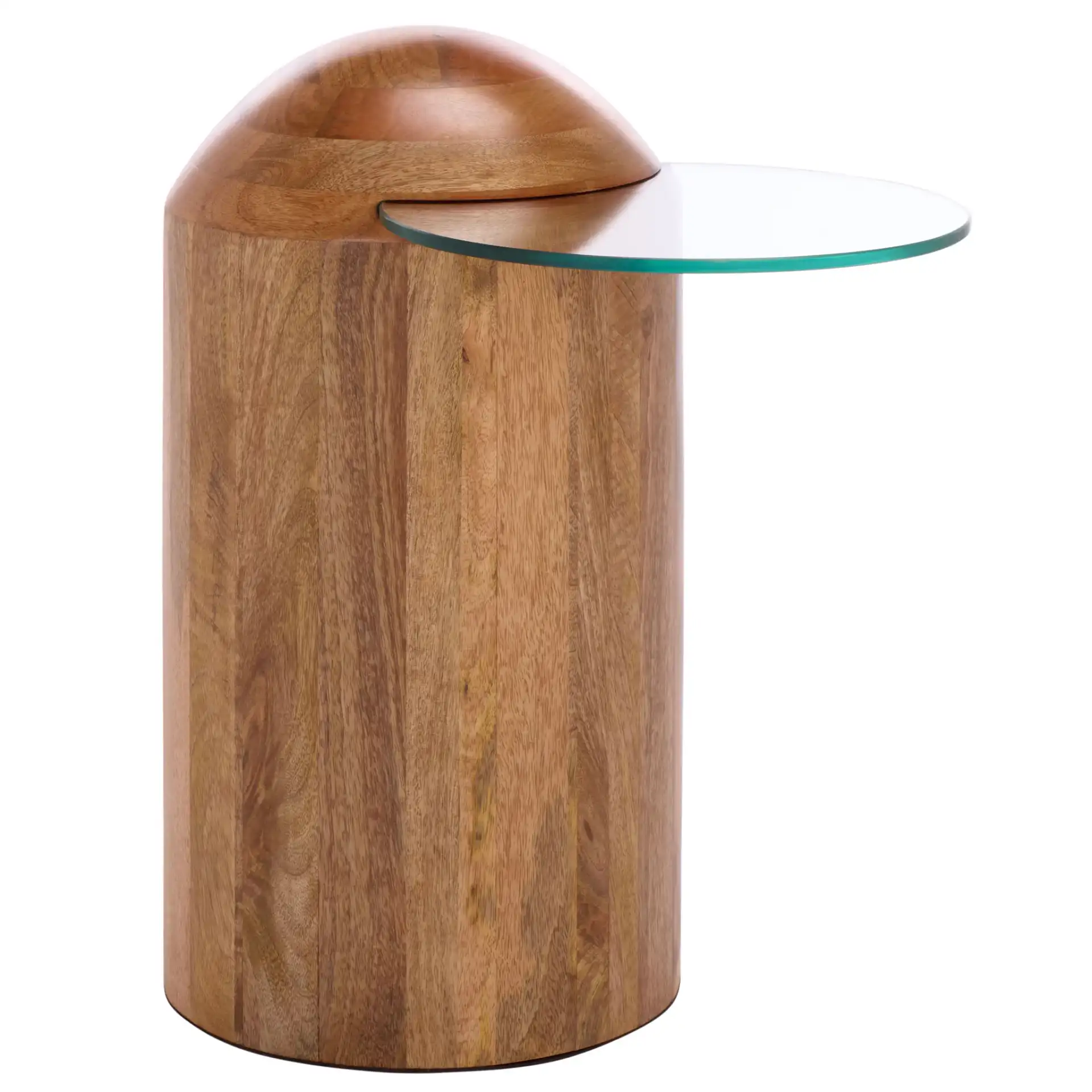 Cuban Accent Table in Glass / Walnut, detail view