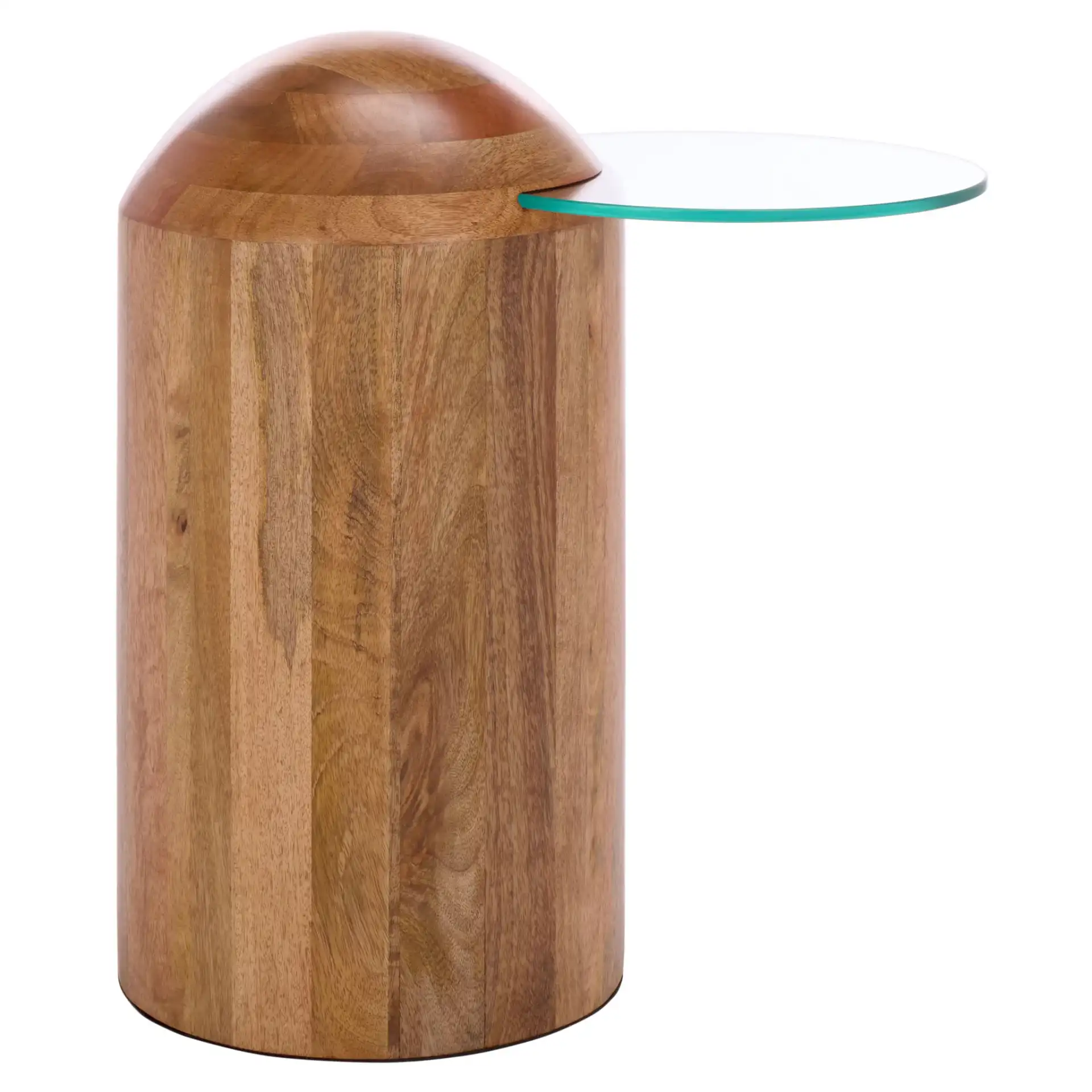 Cuban Accent Table in Glass / Walnut, detail view