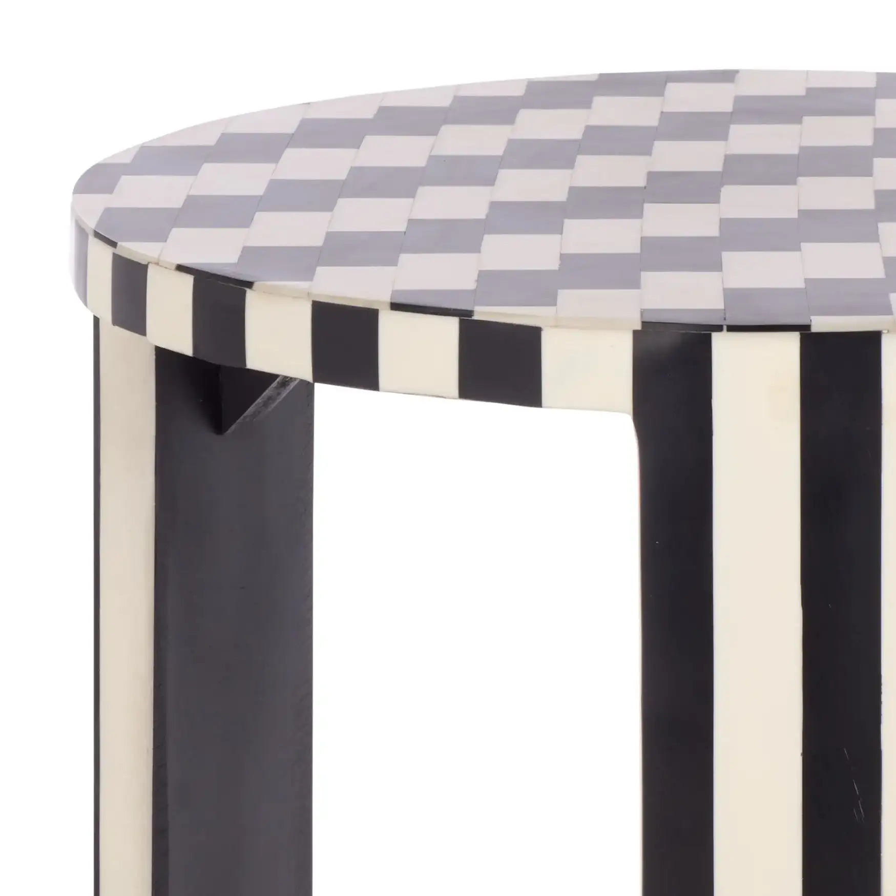 Rinna Accent Table in Black / White in a styled room