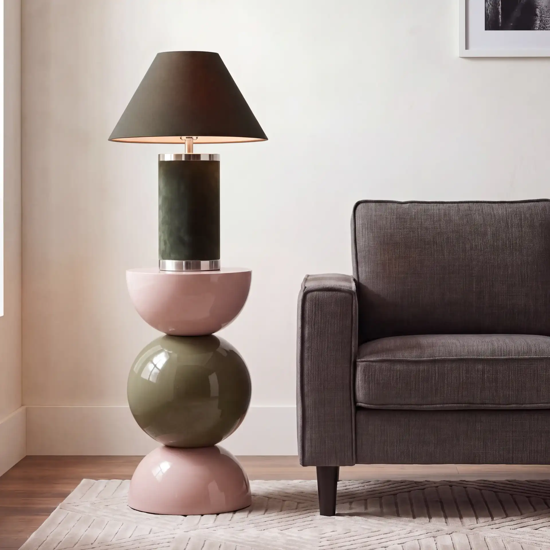 Michio Accent Table in Beige / Green in a styled room