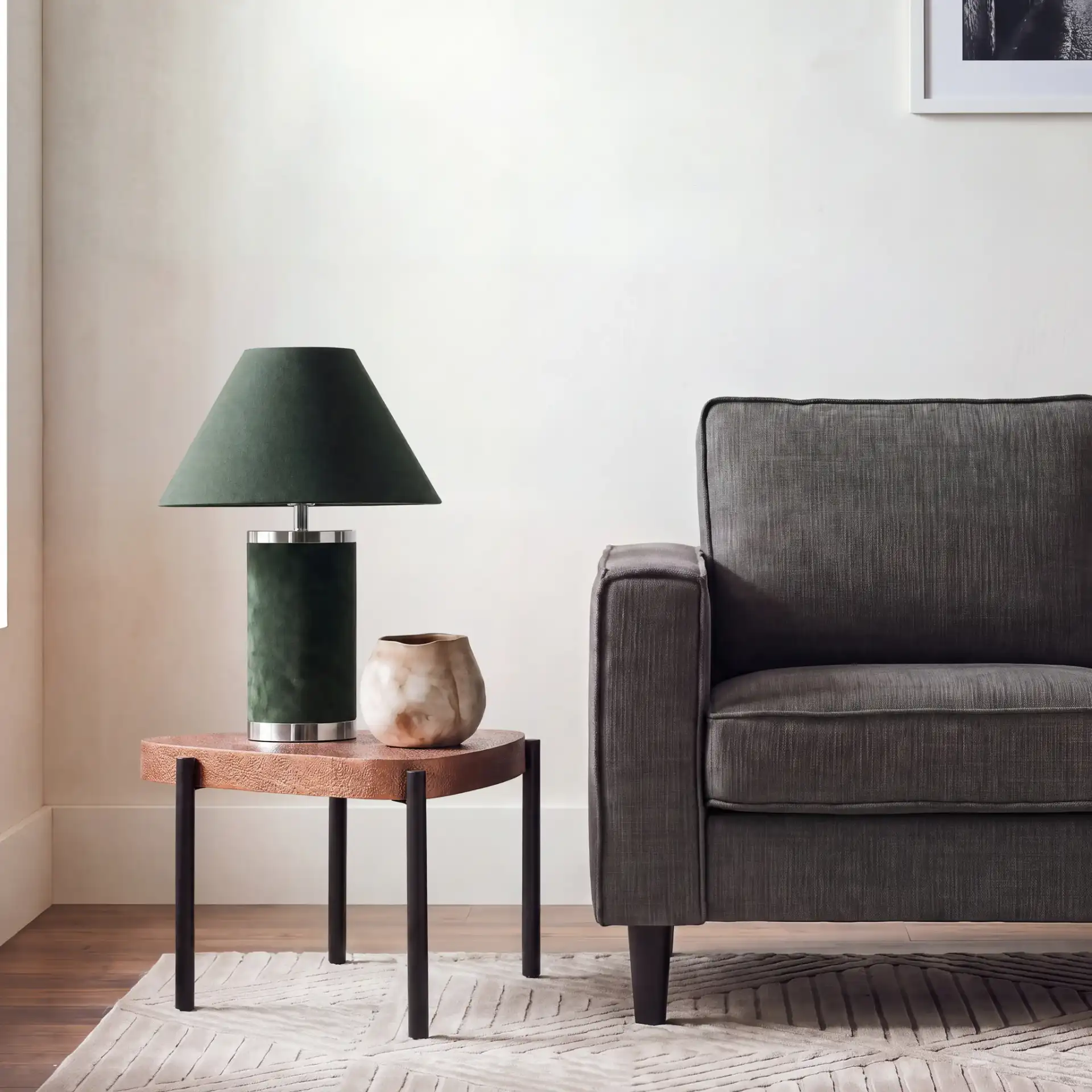 Sado Accent Table in Brown / Black in a styled room