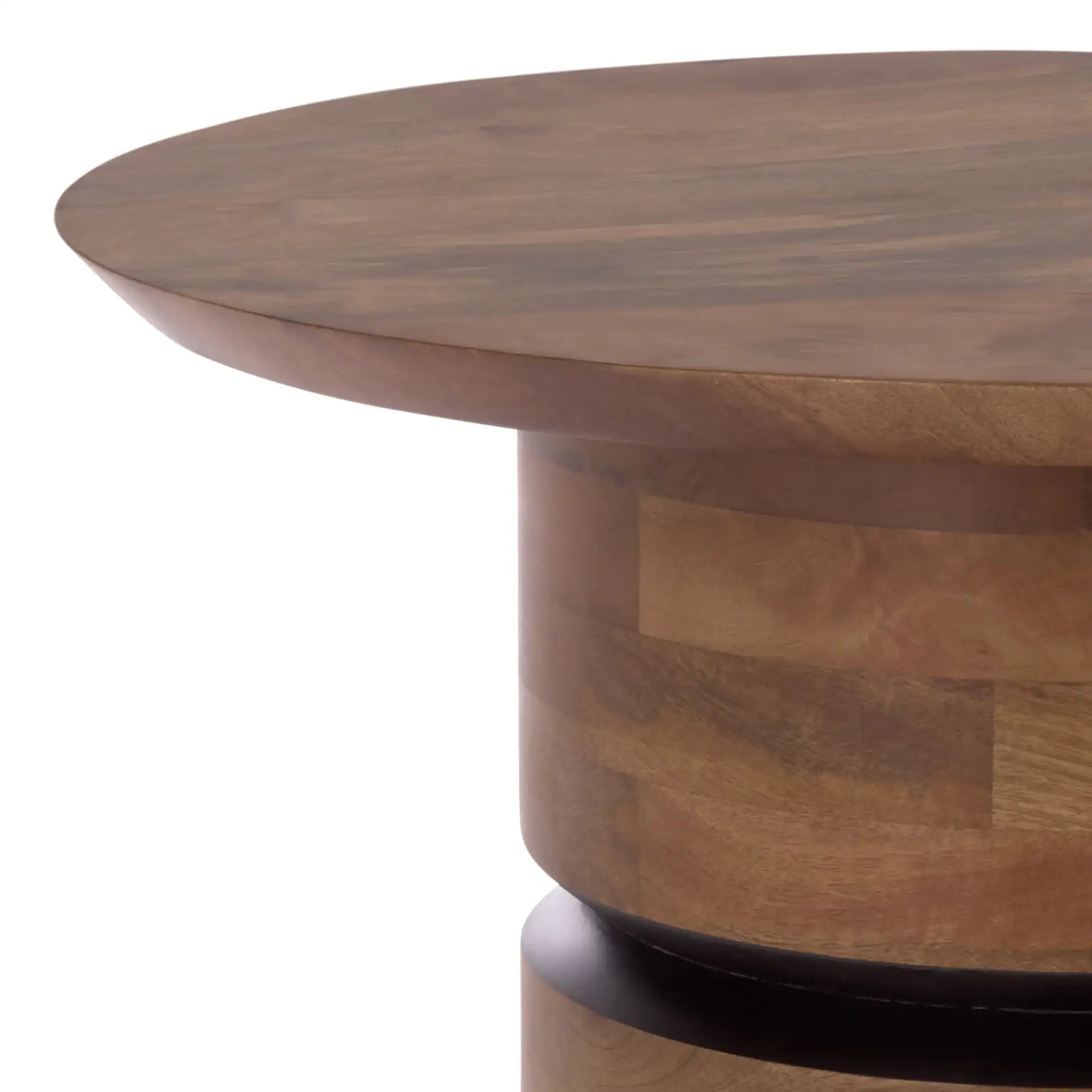 Zorro Round Accent Table in Walnut in a styled room