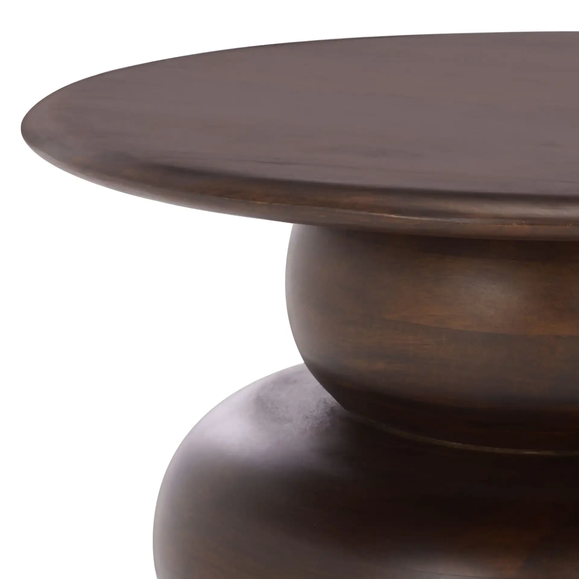 Nube Round Accent Table in Dark Brown in a styled room