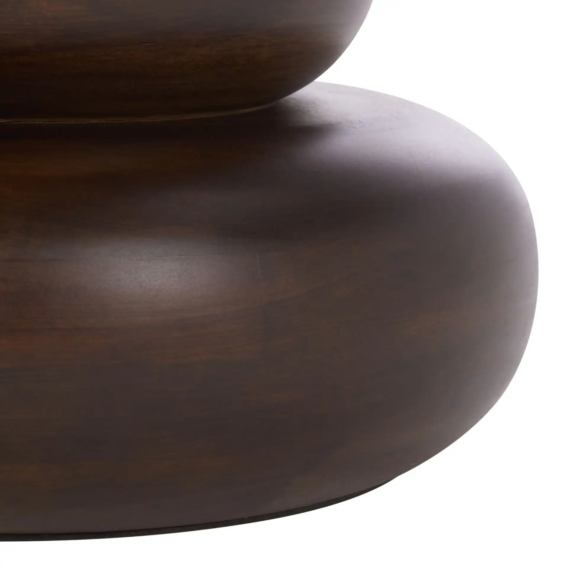 Nube Round Accent Table in Dark Brown, detail view