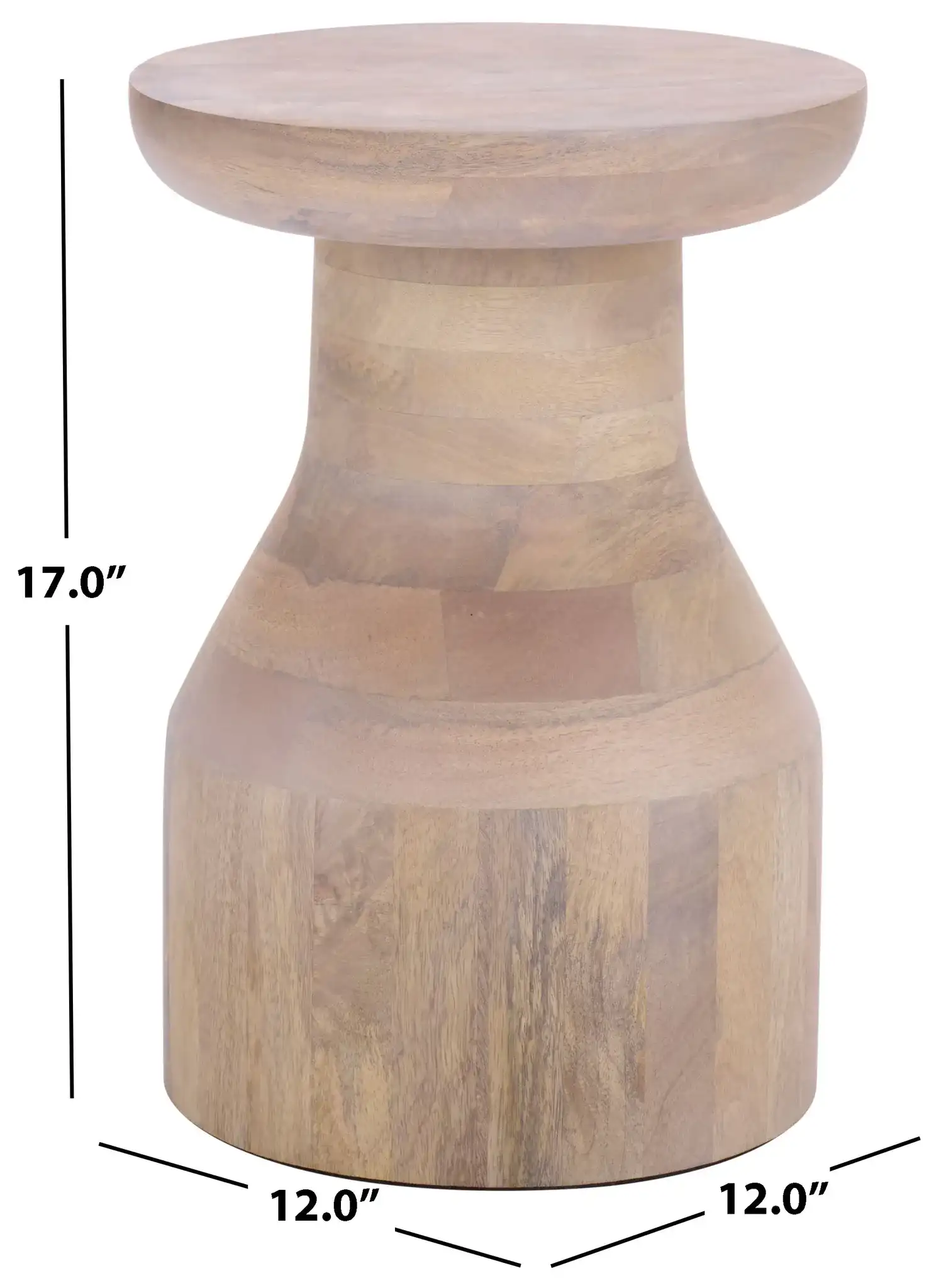 Nestor Round Accent Table in White Washed, detail view