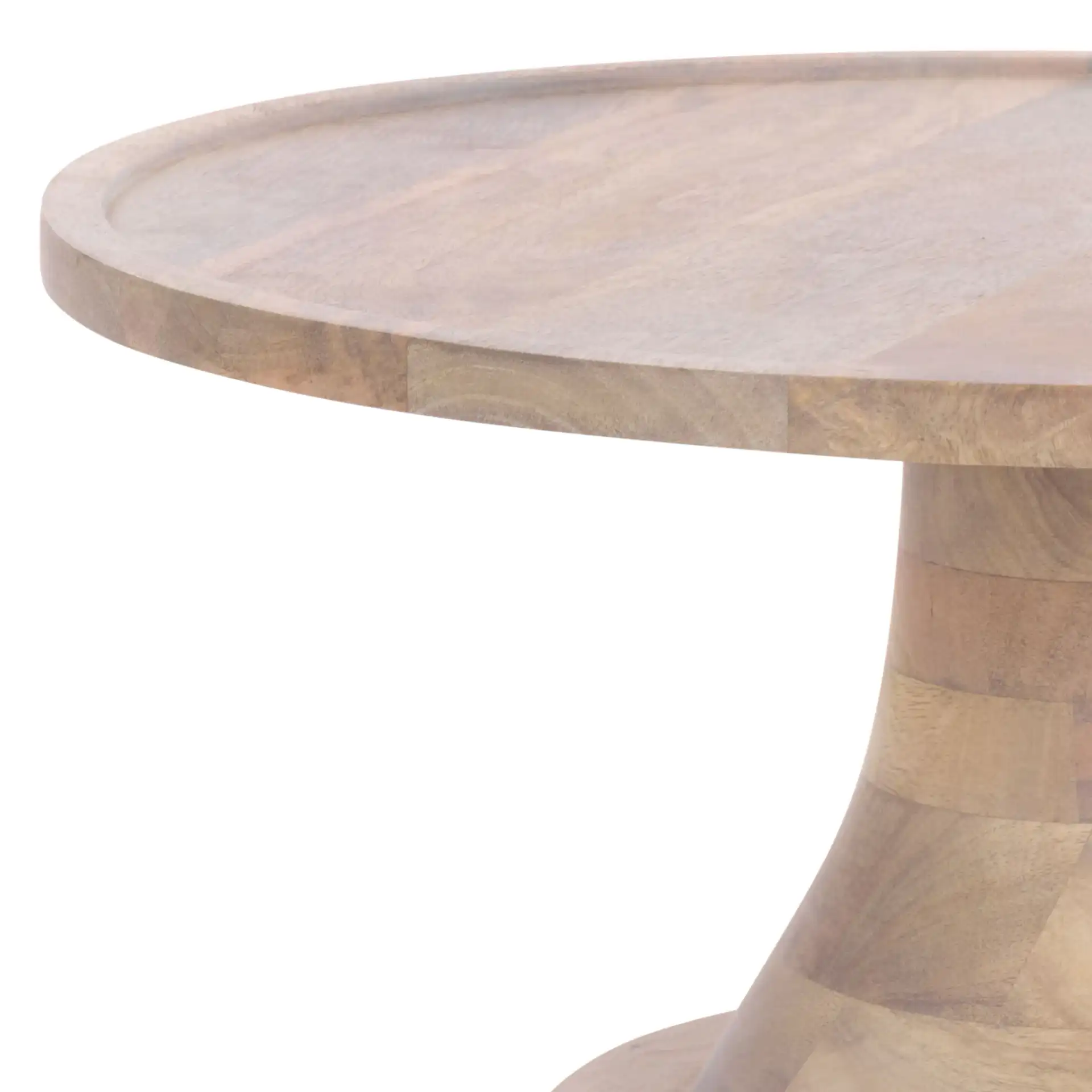 Javier Round Accent Table in White Washed in a styled room