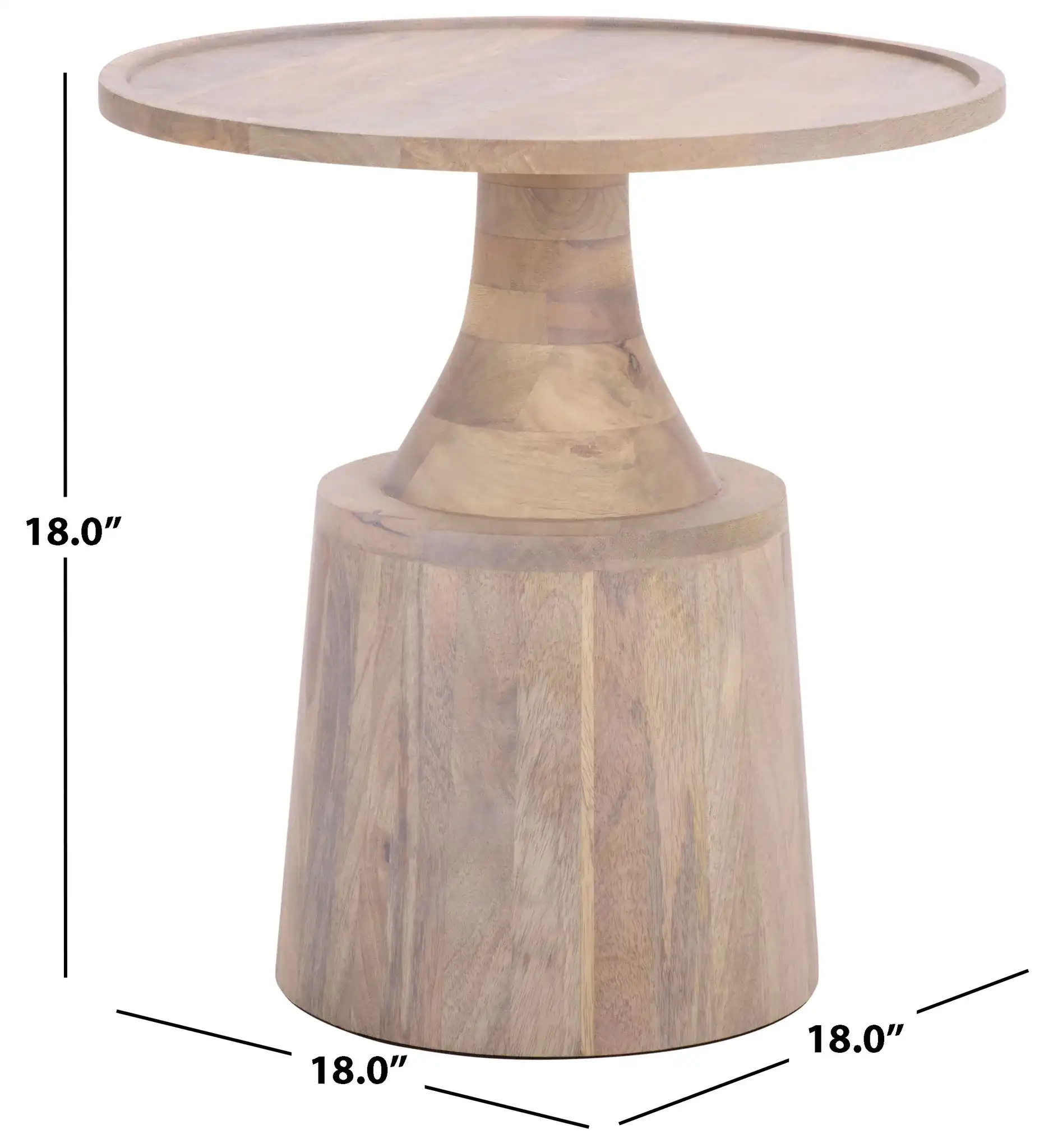 Javier Round Accent Table in White Washed, detail view