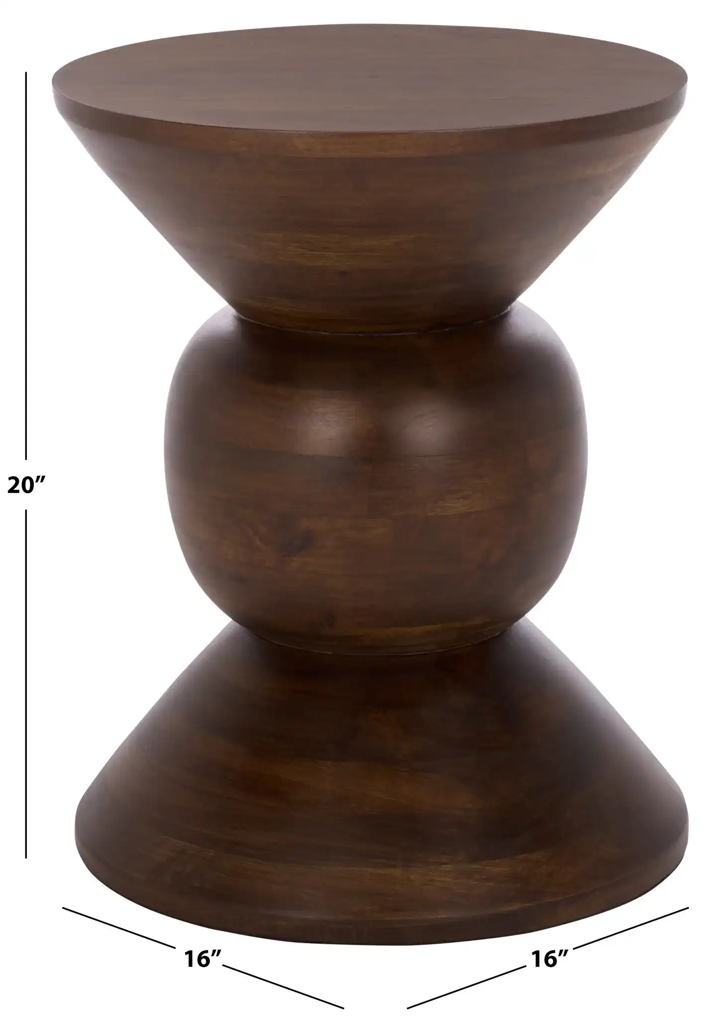 Pascual Round Accent Table in Walnut, detail view