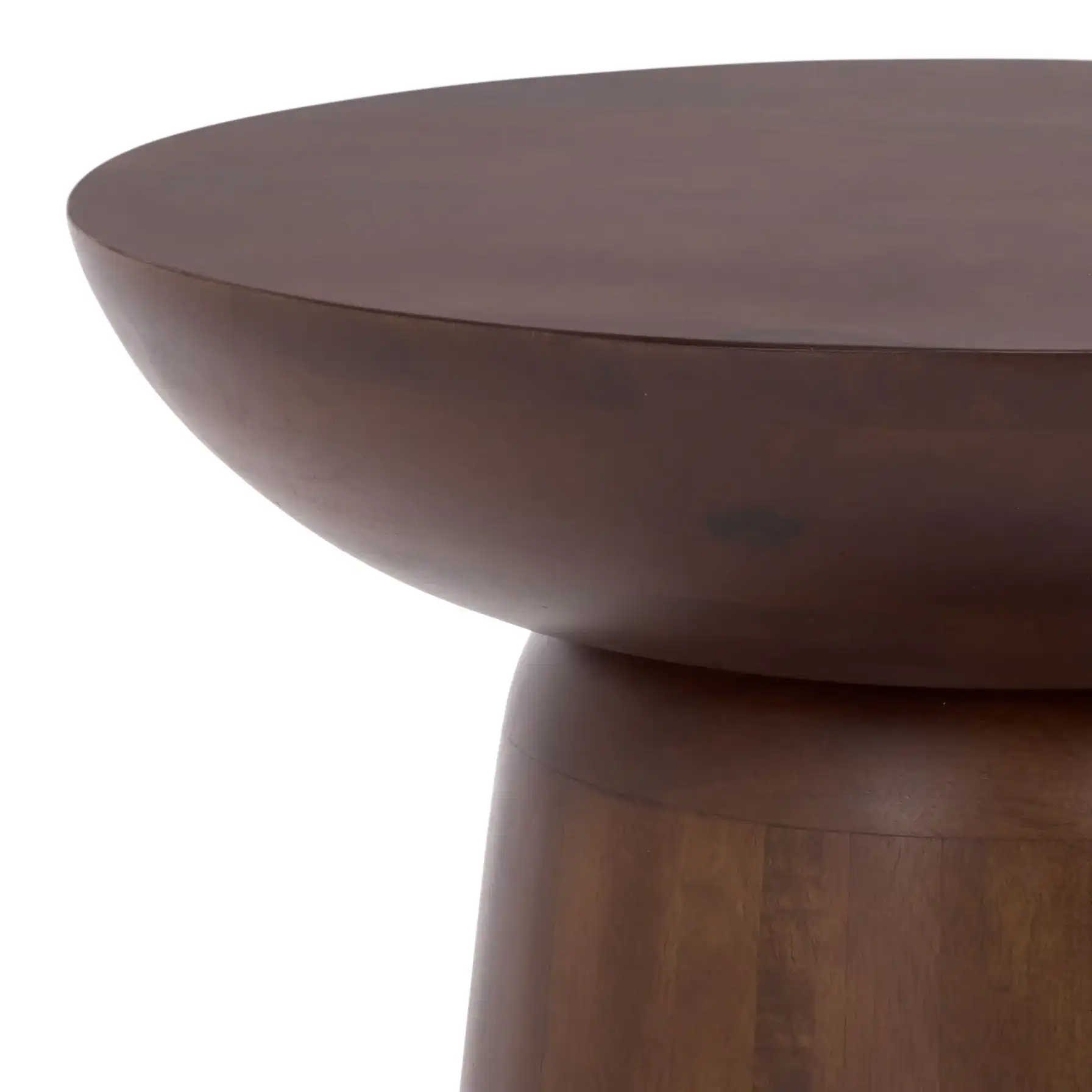 Zenon Round Accent Table in Dark Brown in a styled room