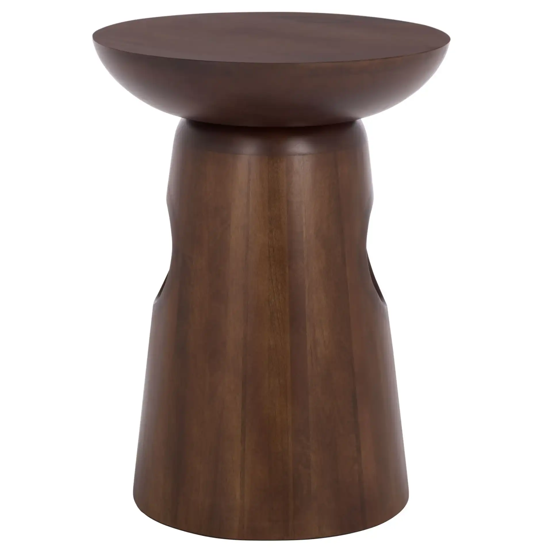 Zenon Round Accent Table in Dark Brown, detail view