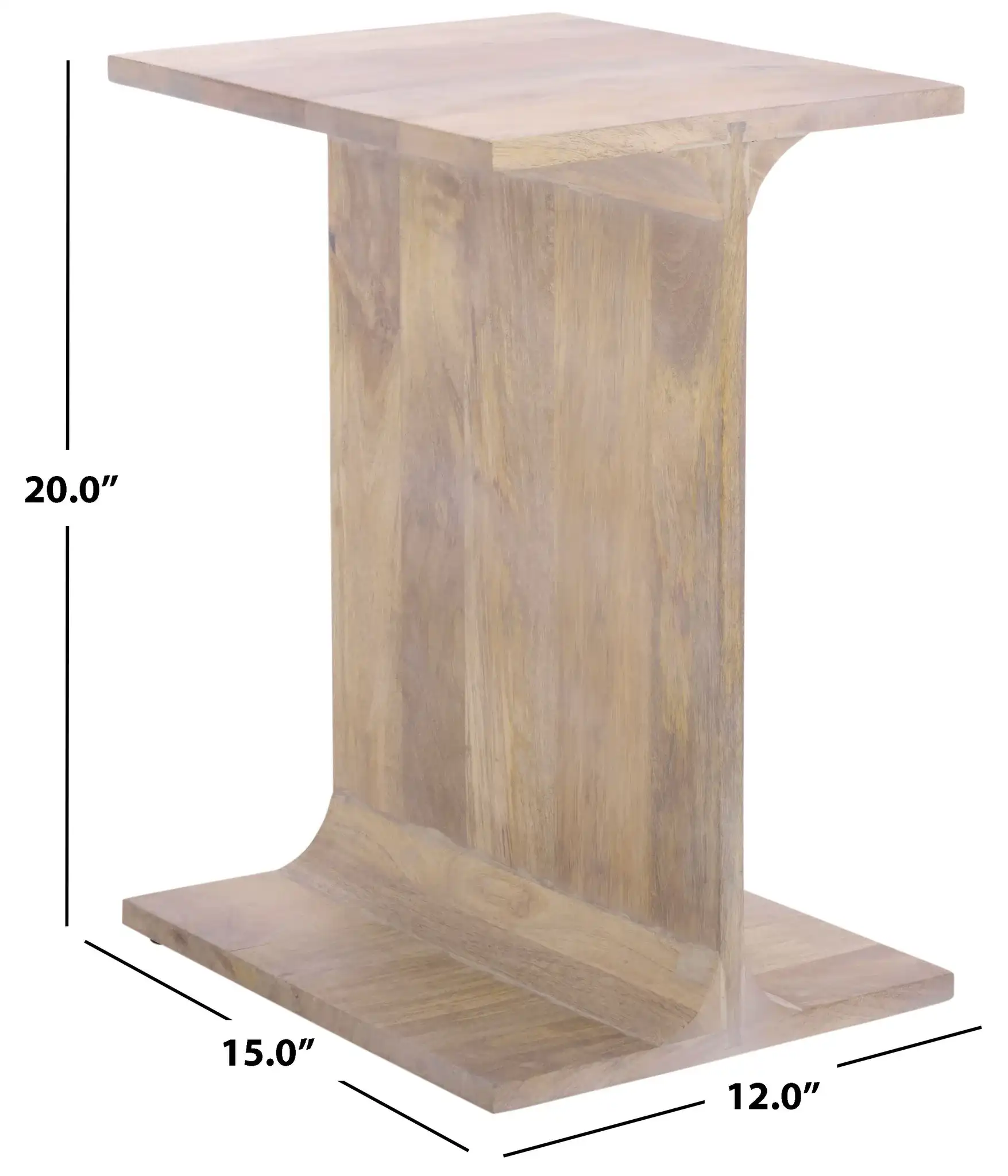 Wilfredo Accent Table in White Washed, detail view