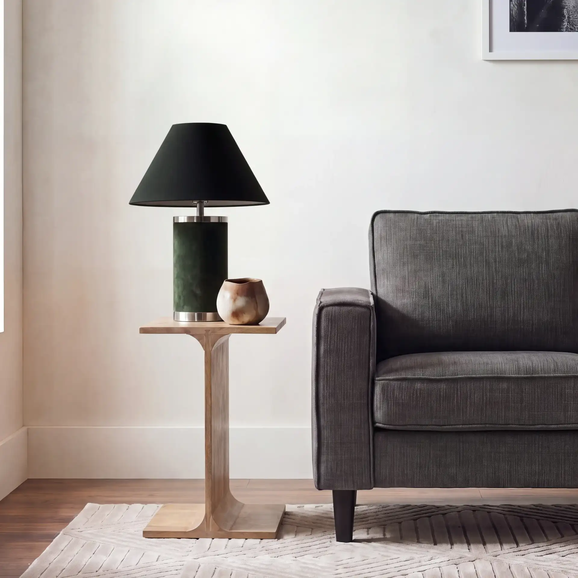 Wilfredo Accent Table in White Washed in a styled room