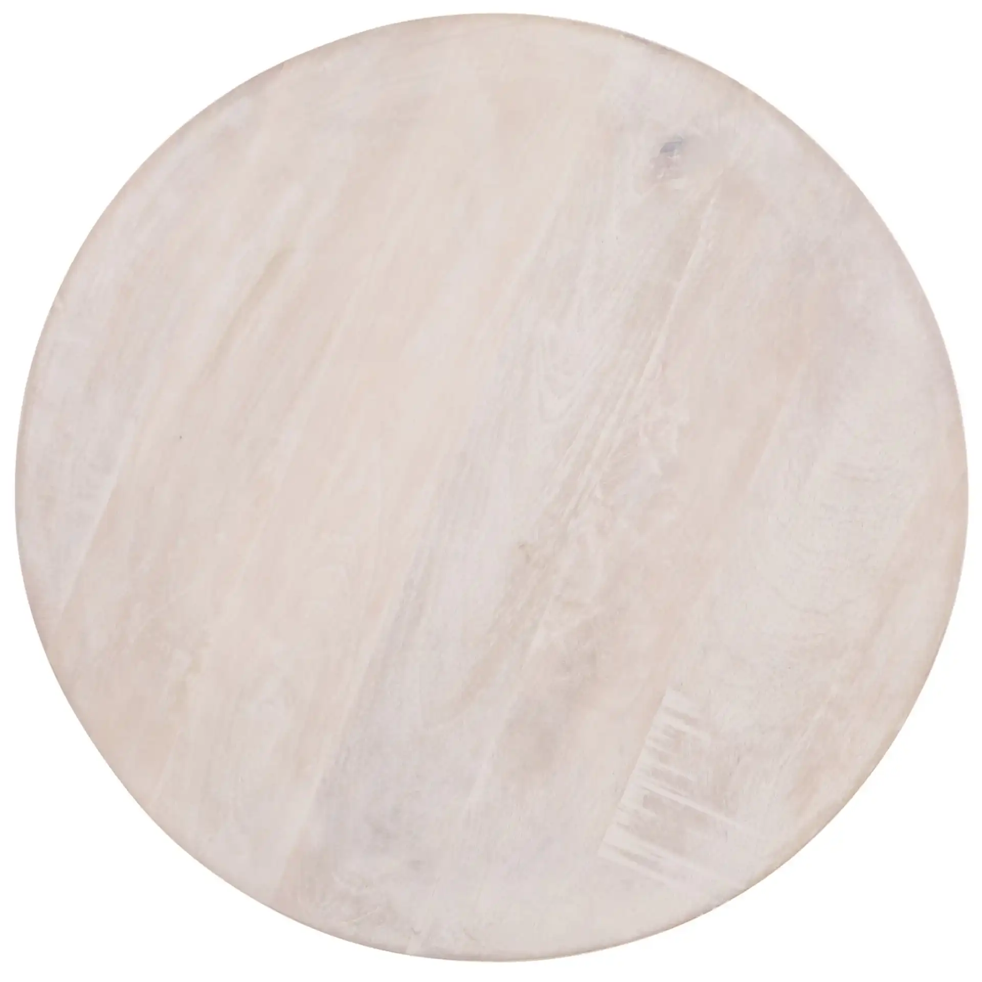 Xavier Round Accent Table in White Washed, detail view