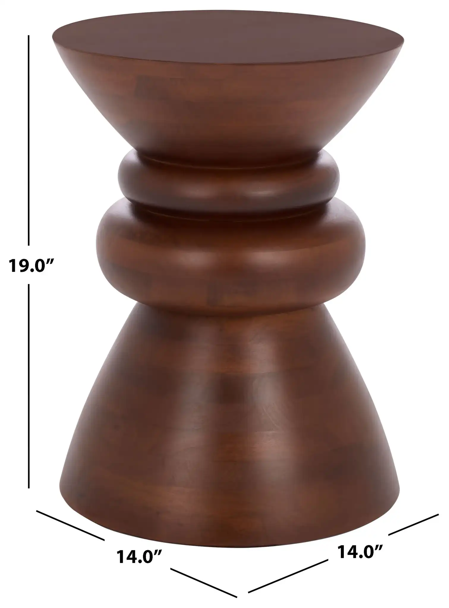 Ignacio Round Accent Table in Walnut, detail view