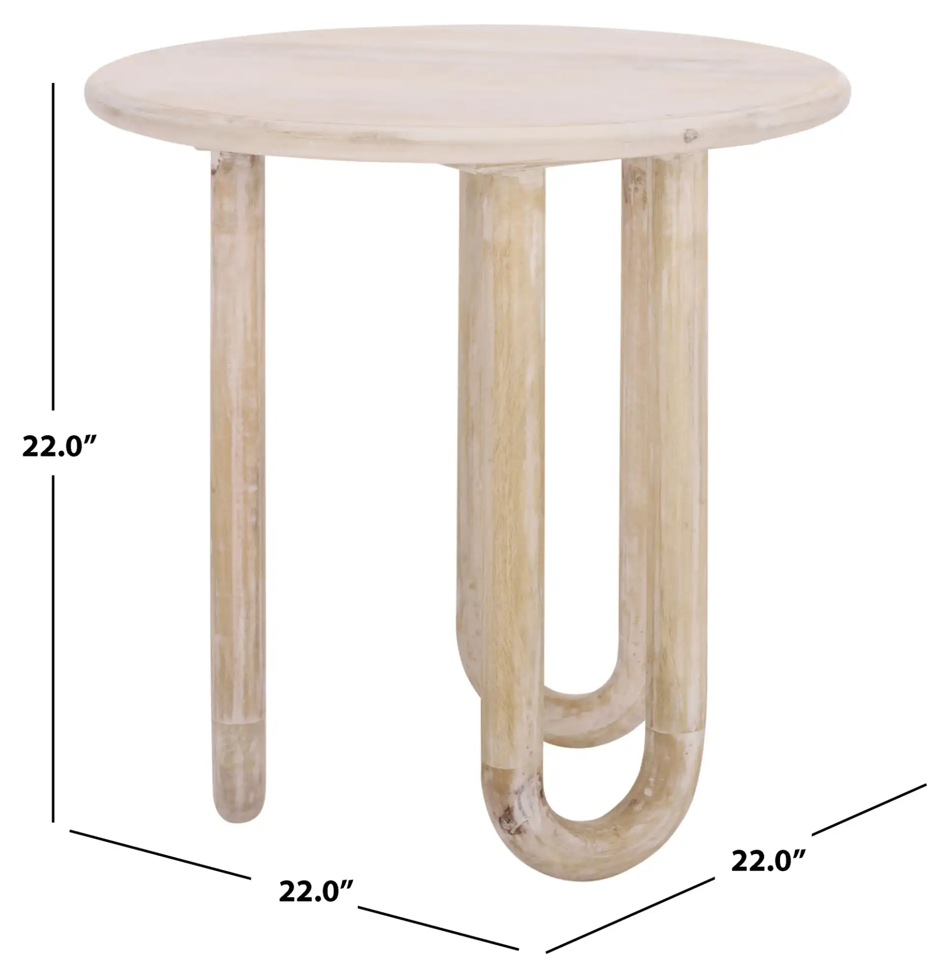 Jazmin Round Accent Table in Natural Wash, detail view